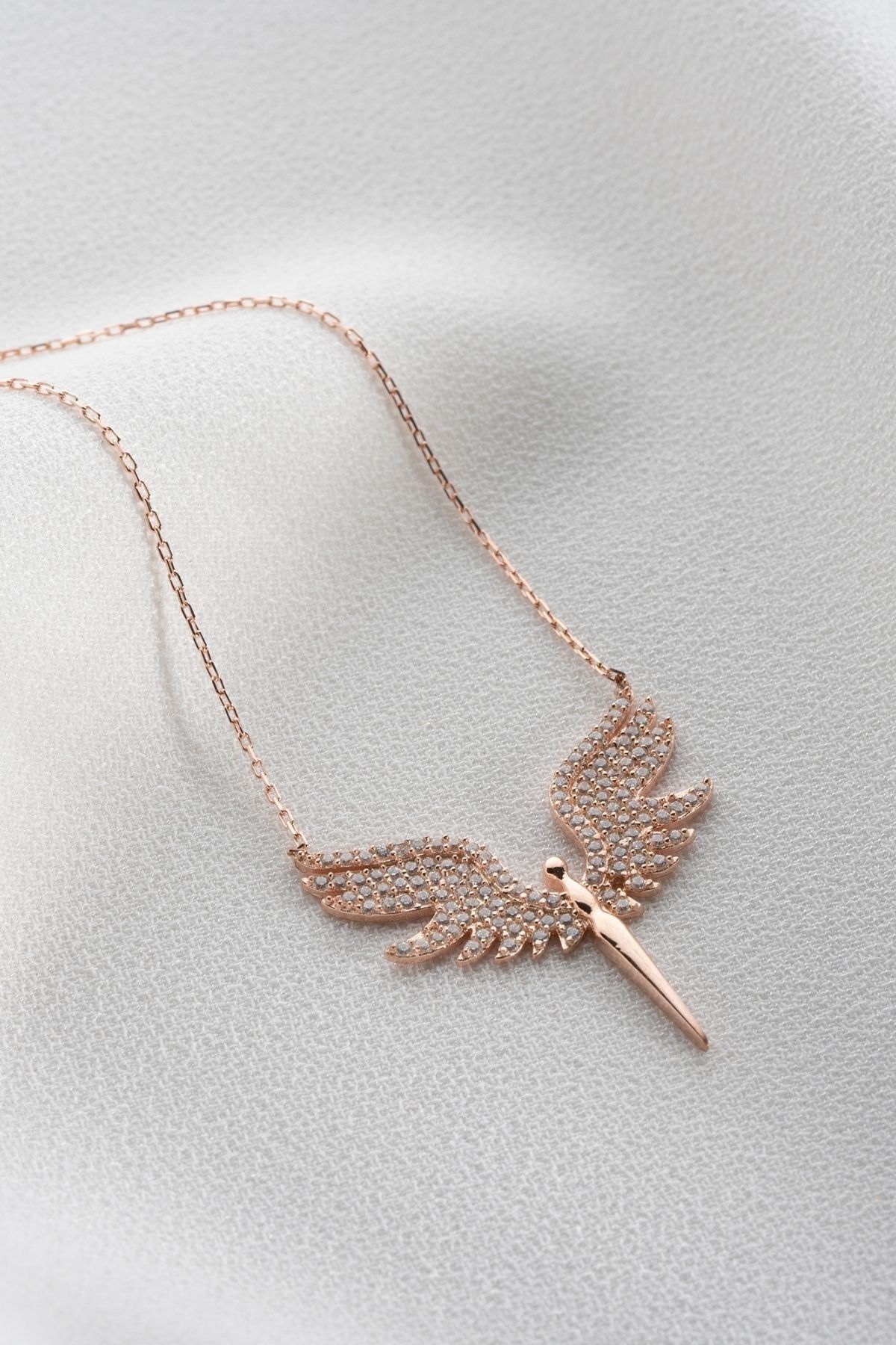 Gümüş Beyaz Kanat Melek Kolye