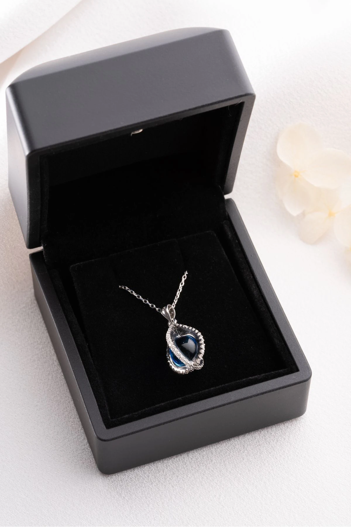 Gümüş Mavi Dönence Kolye