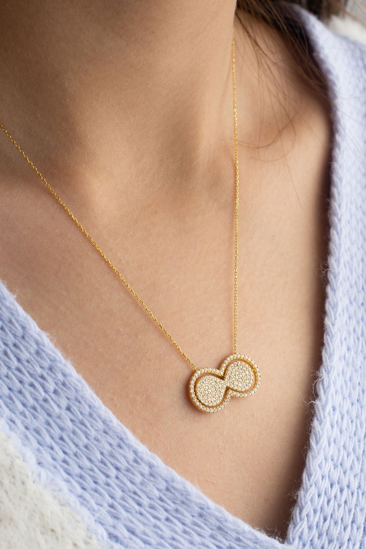 Gümüş Çift Taraflı Sonsuzluk Dönence Kolye