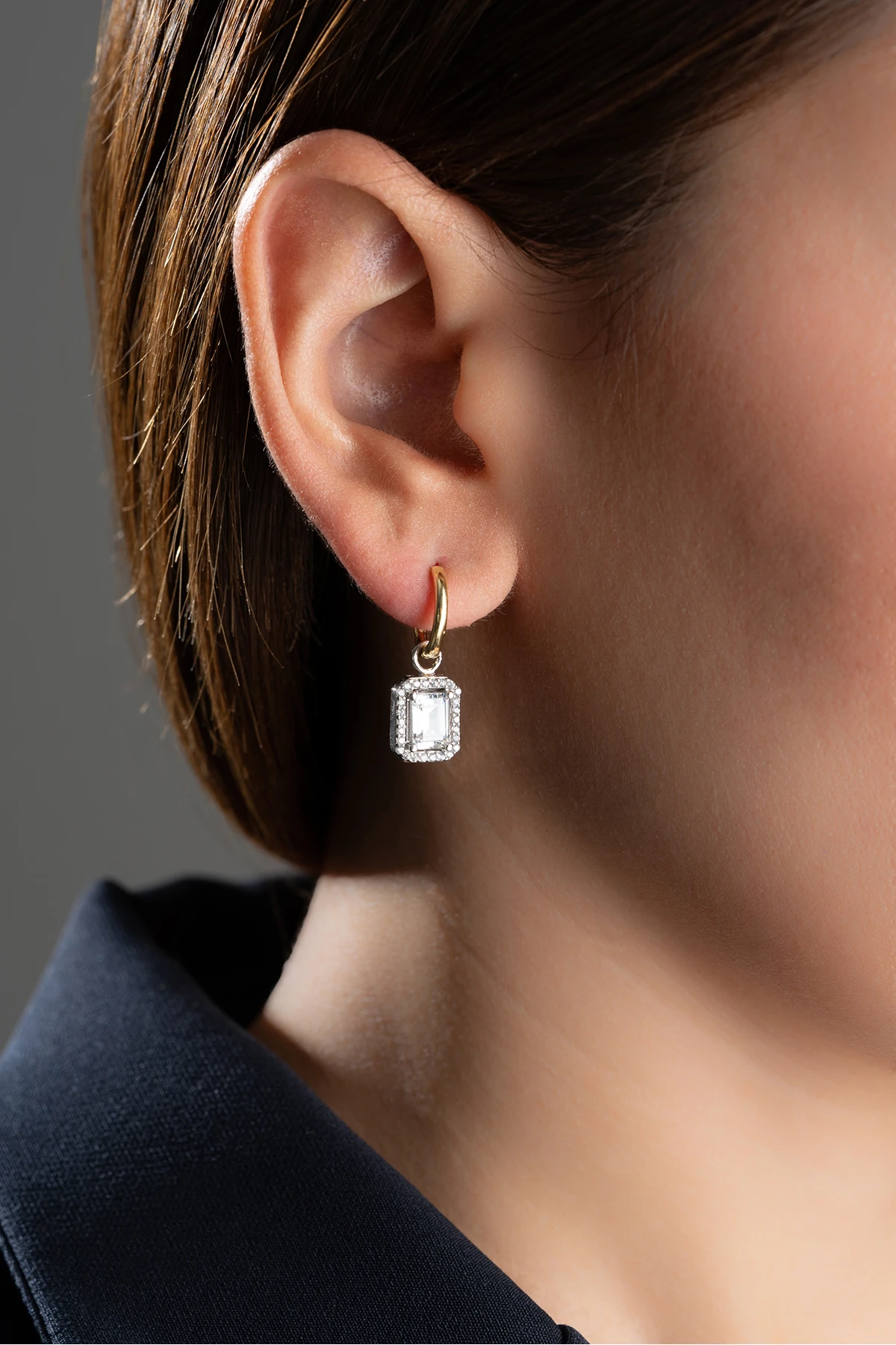 Gümüş Baget Taşlı Küpe