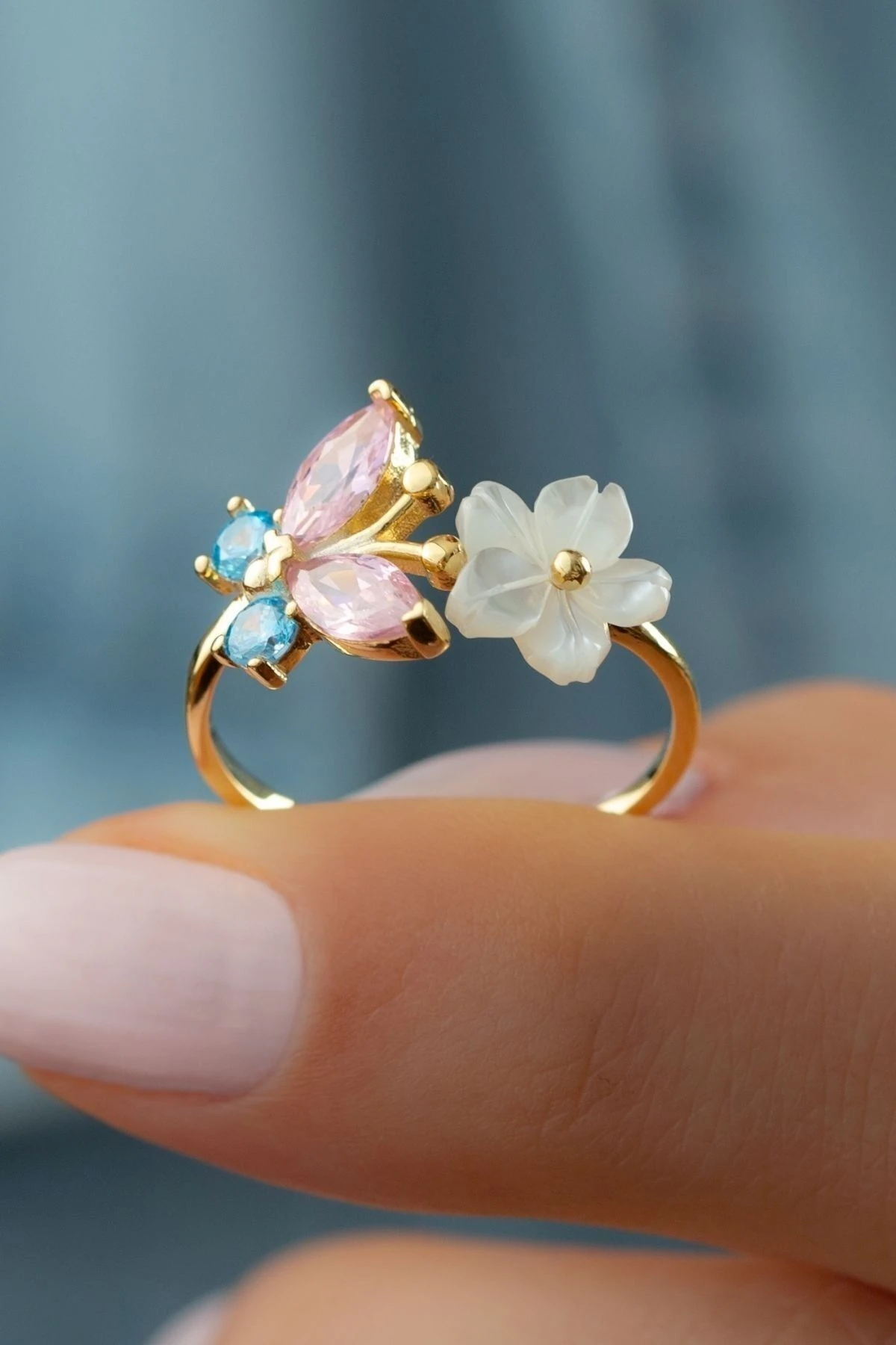 Gümüş Kelebek Sedefli Yüzük