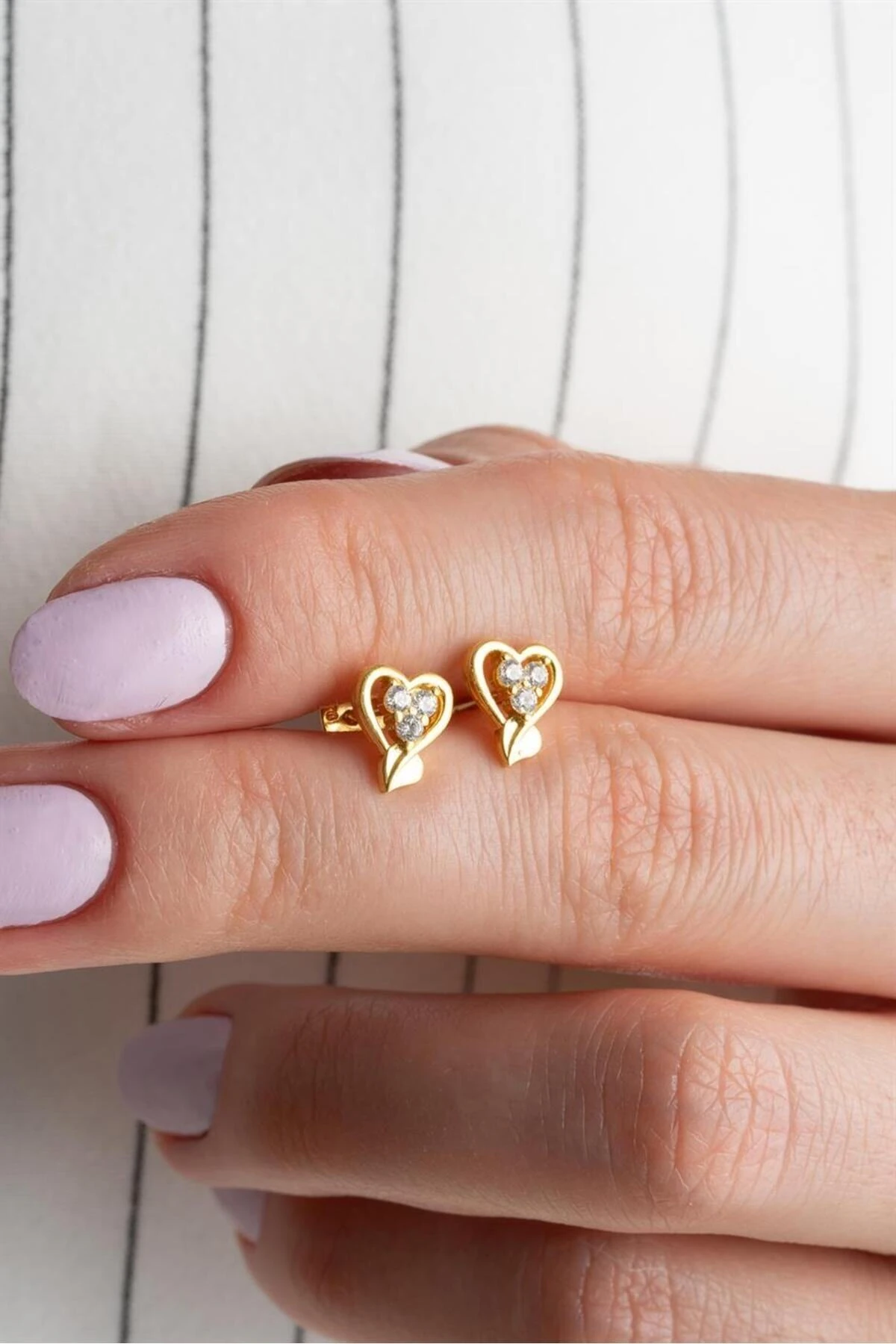 Gold Kalp Gümüş Küpe