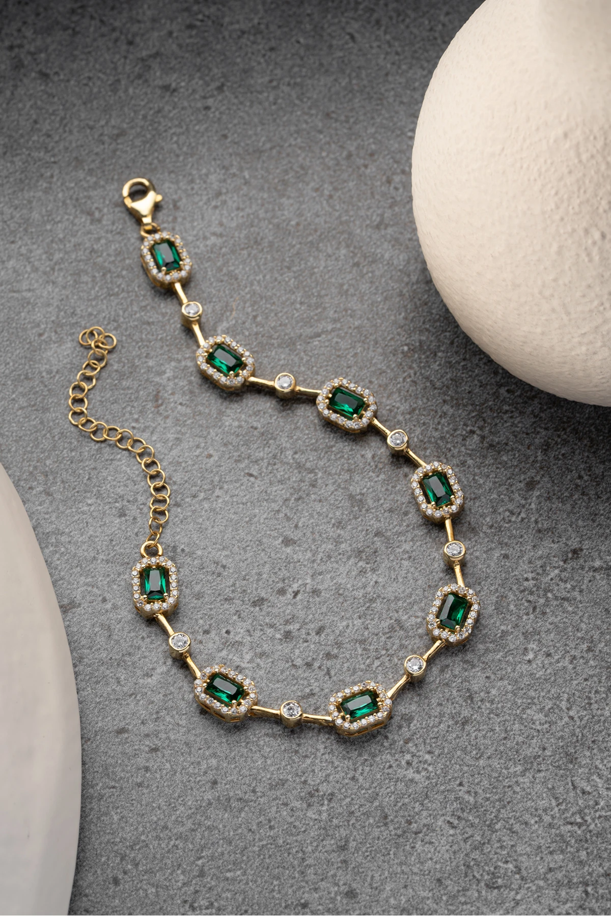 Gümüş Baget Zümrüt Model Bileklik