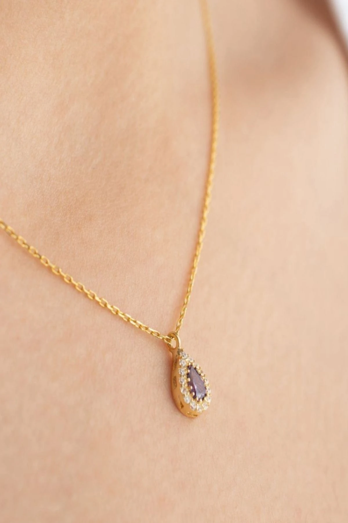 Gümüş Şubat Ayı Doğum Taşı ( Ametist ) Kolye - Küpe Seti