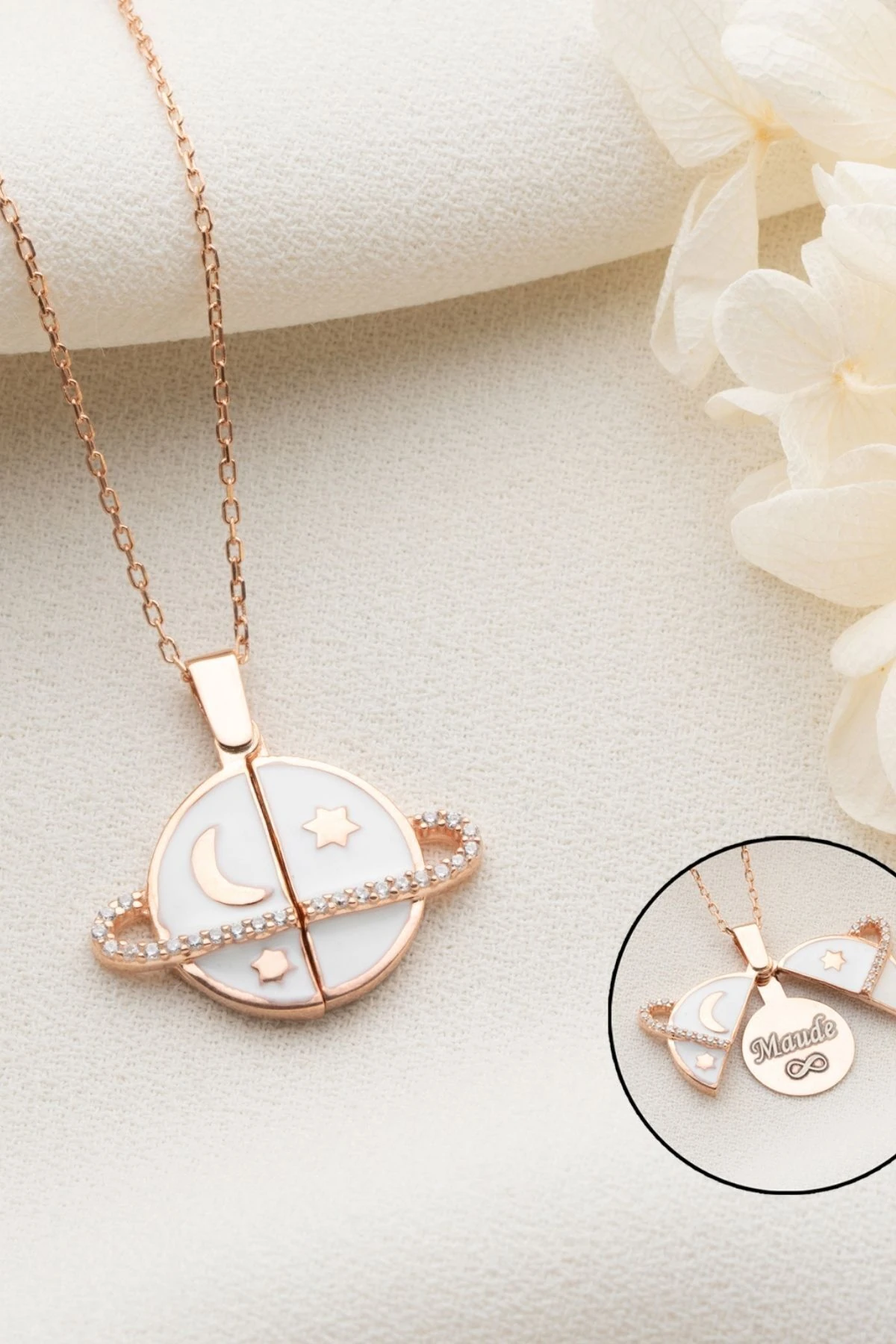 Gümüş Açılabilen İsimli Gezegen Kolye