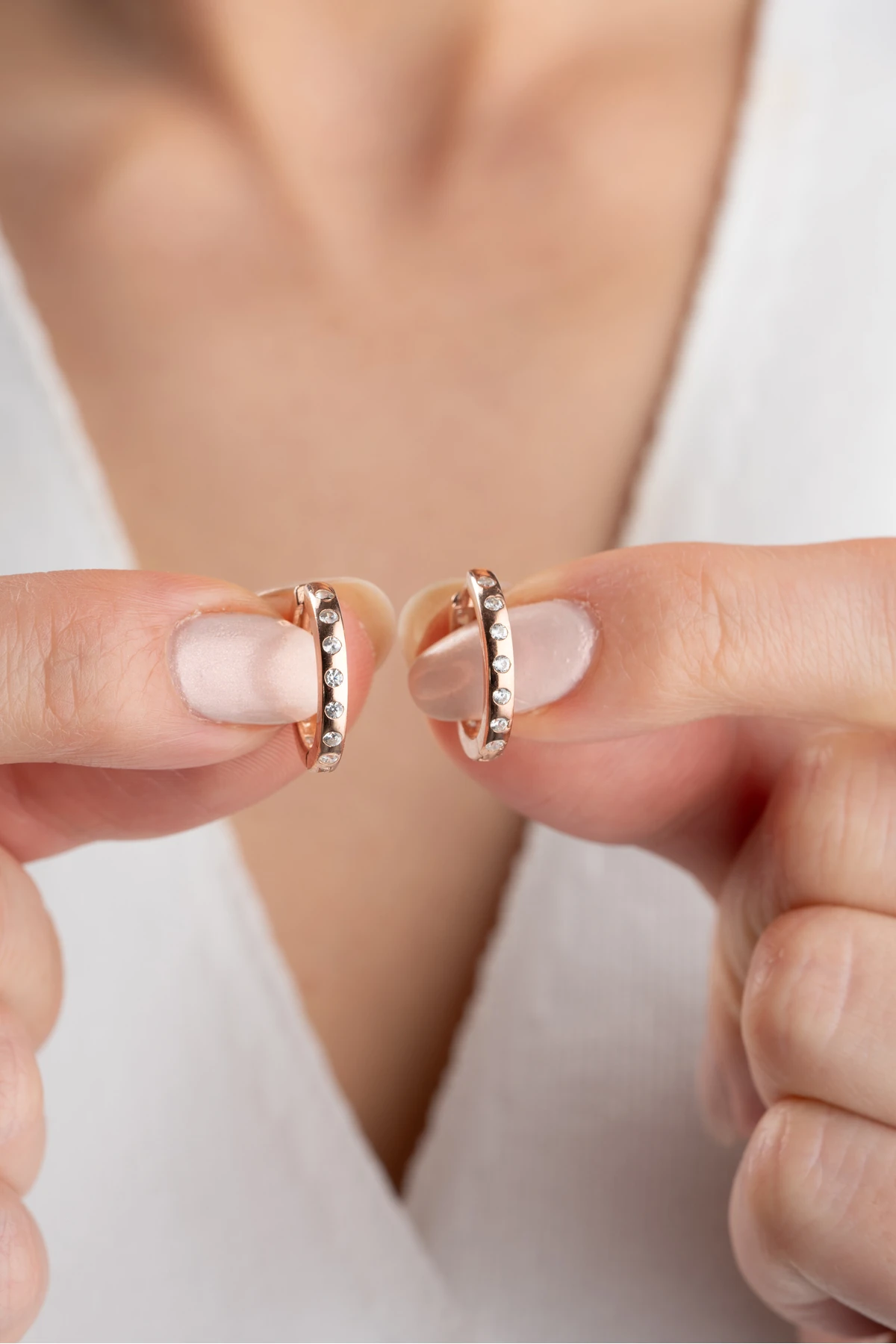 Gümüş Zirkon Taşlı Halka Küpe