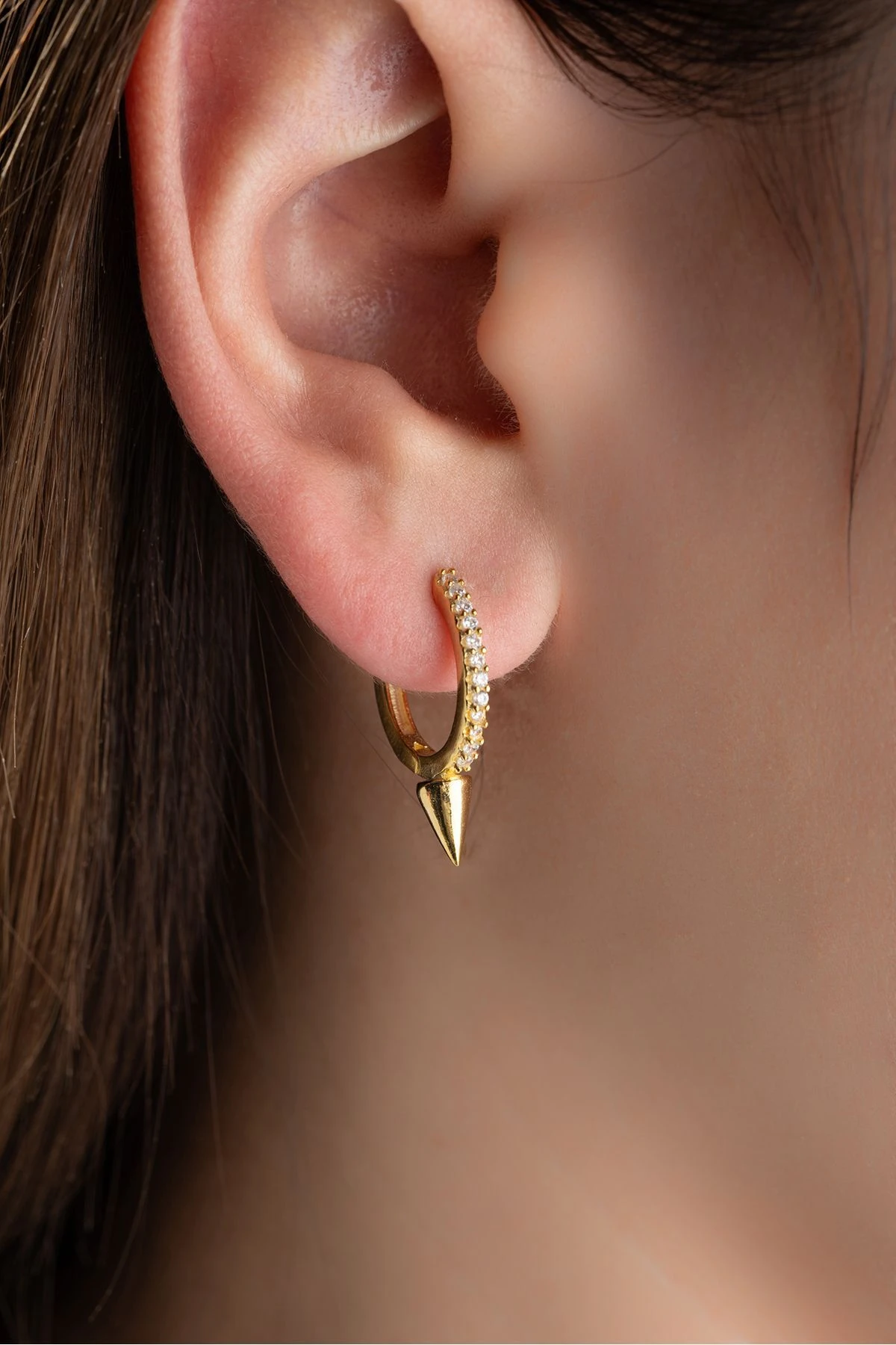 Gümüş Gold Halka Kurşun Küpe