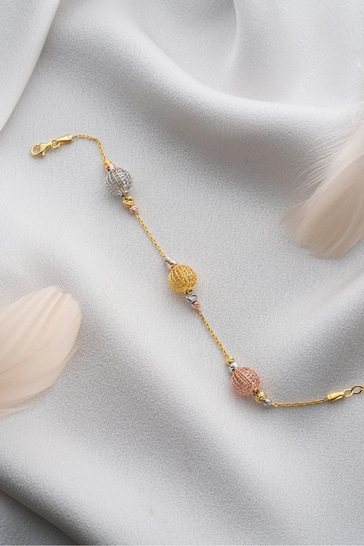 Gümüş 3 Renk Kafes Dorika Bileklik