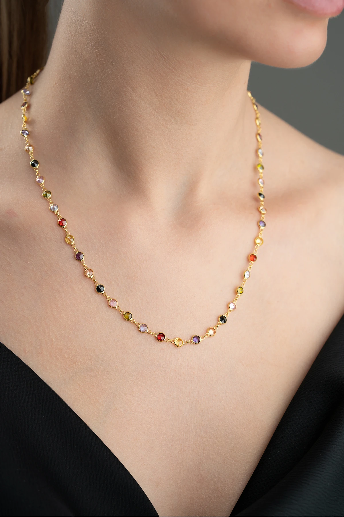 Gümüş Mix Taşlı Kolye