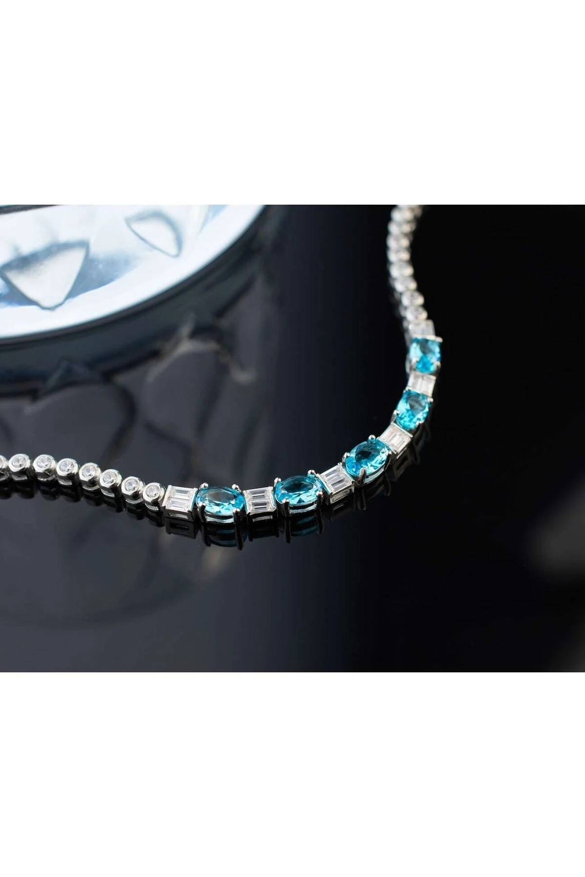 Gümüş Gök Mavisi Suyolu Bileklik