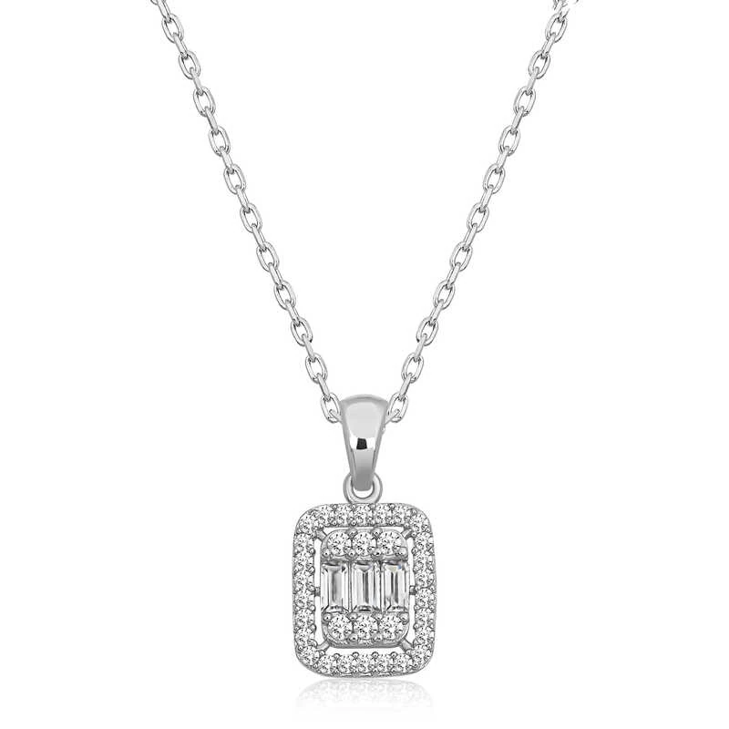 Gümüş Baget Taşlı Kadın Kolye