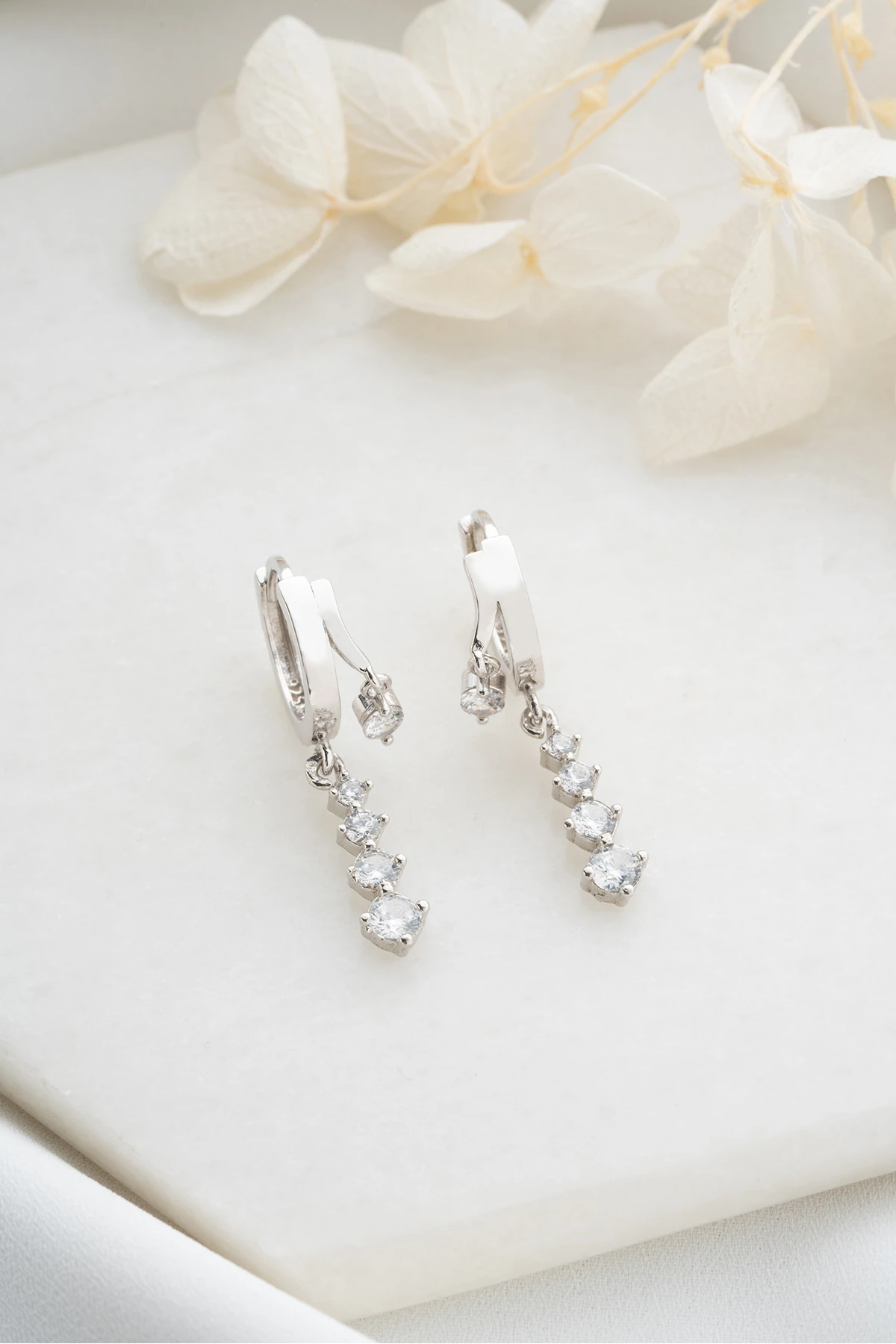 Gümüş Çift Trio Küpe