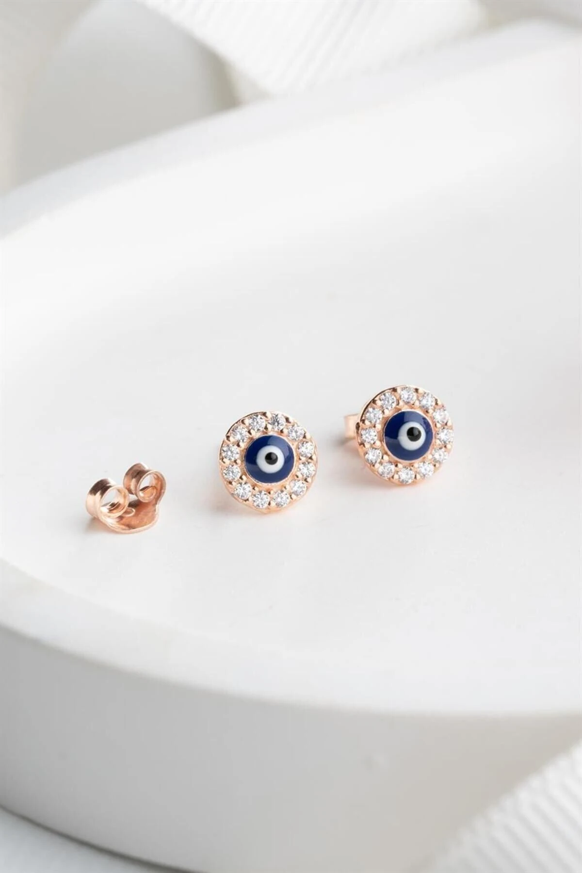 Rose Nazar Göz Gümüş Küpe