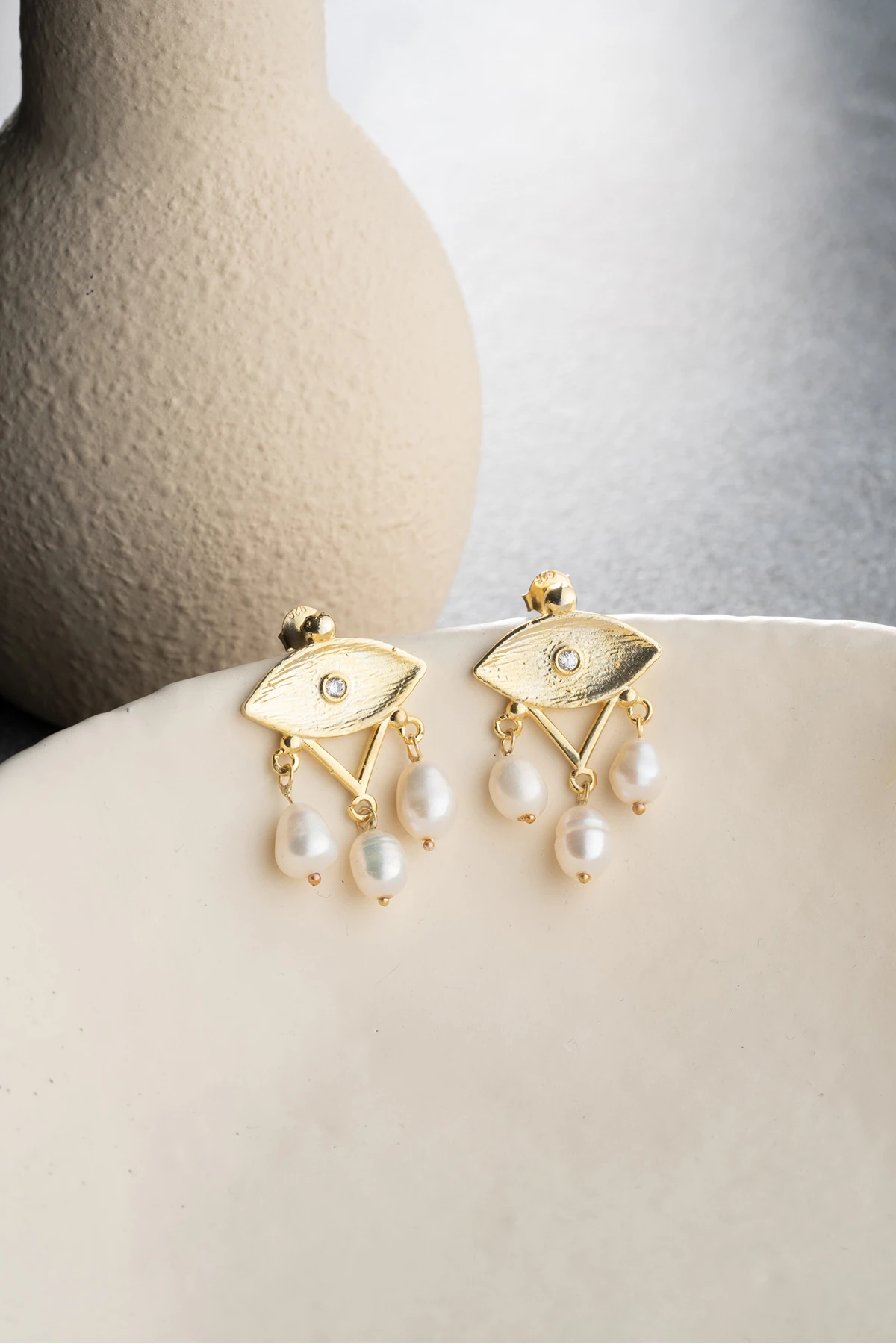 Gümüş incili Trend Gold Küpe