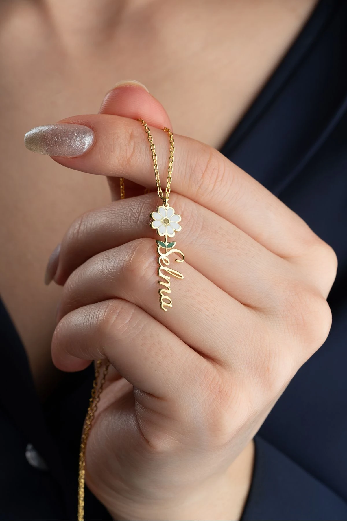 Gümüş İsimli Papatya Kolye