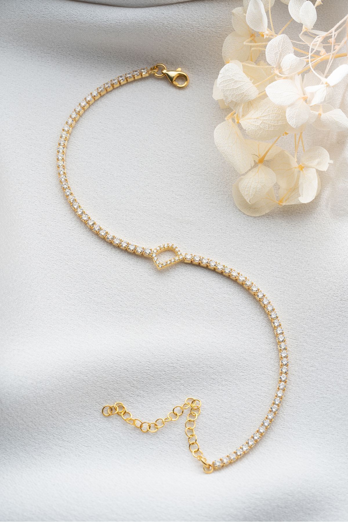 Gümüş Gold Harf Su Yolu Bileklik