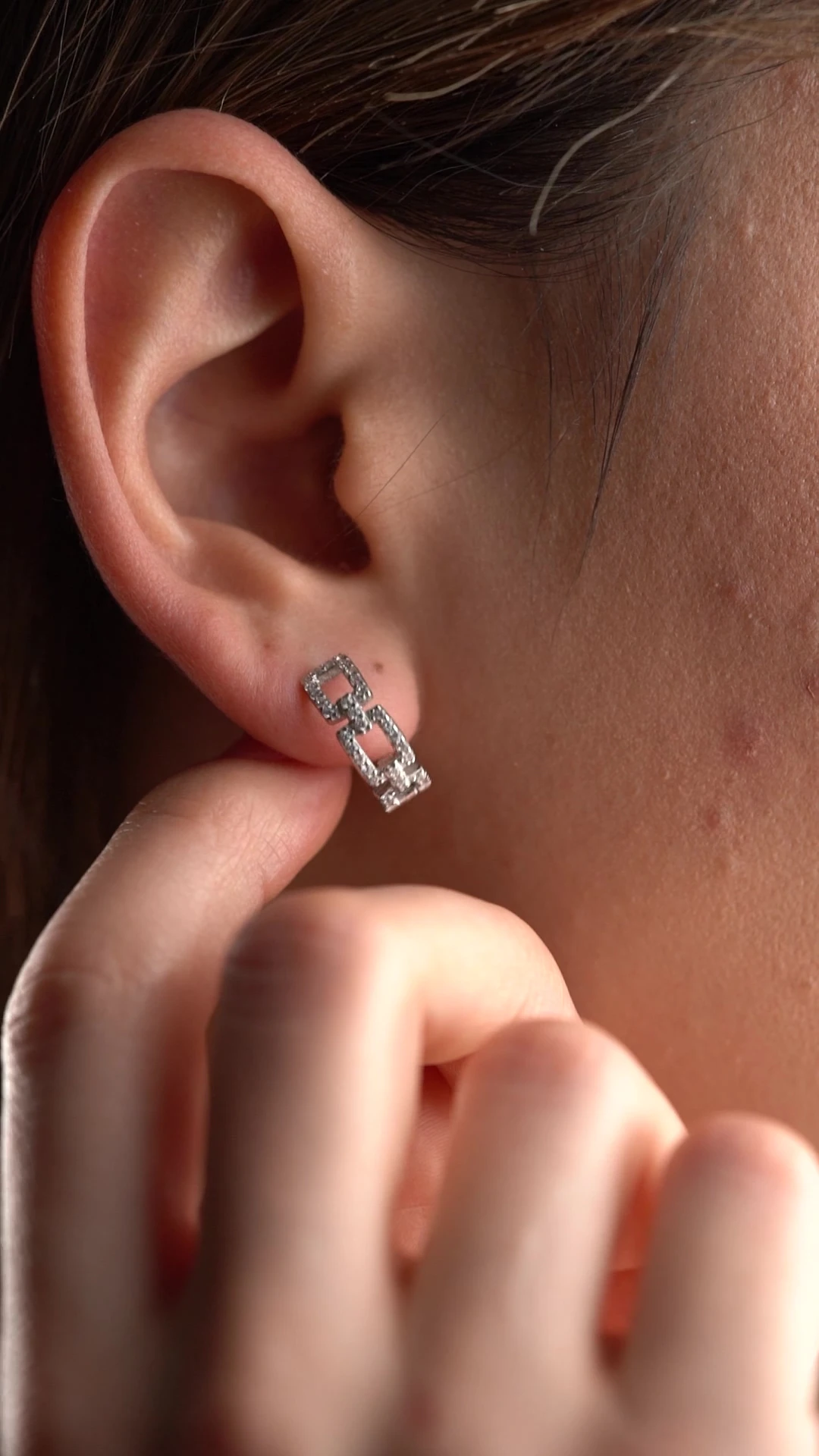 Gümüş Kare Örgü Halka Küpe