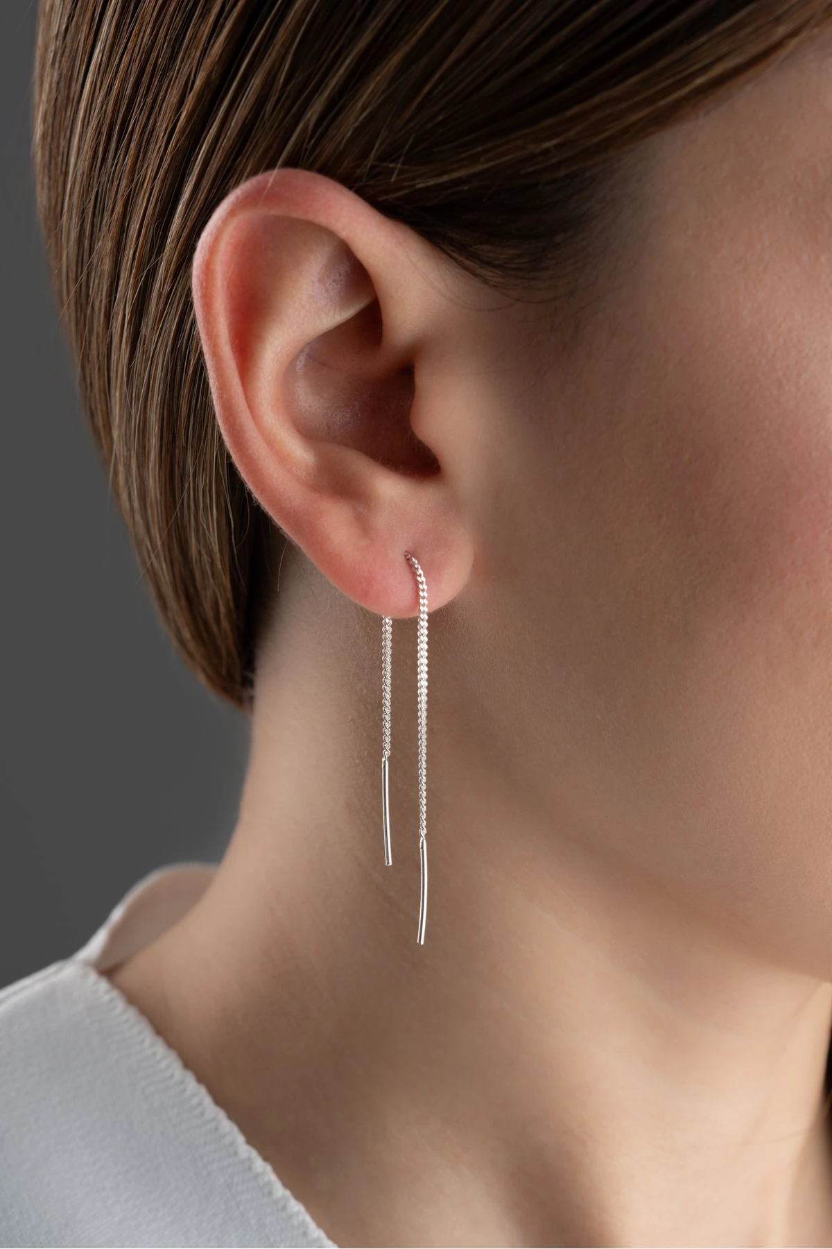 Gümüş Sallantılı Zincir Küpe