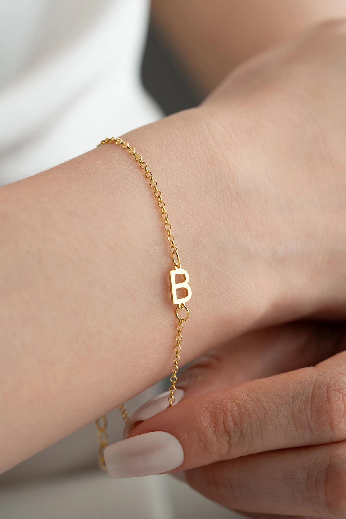 Gümüş Gold Kişiye Özel Harf Bileklik