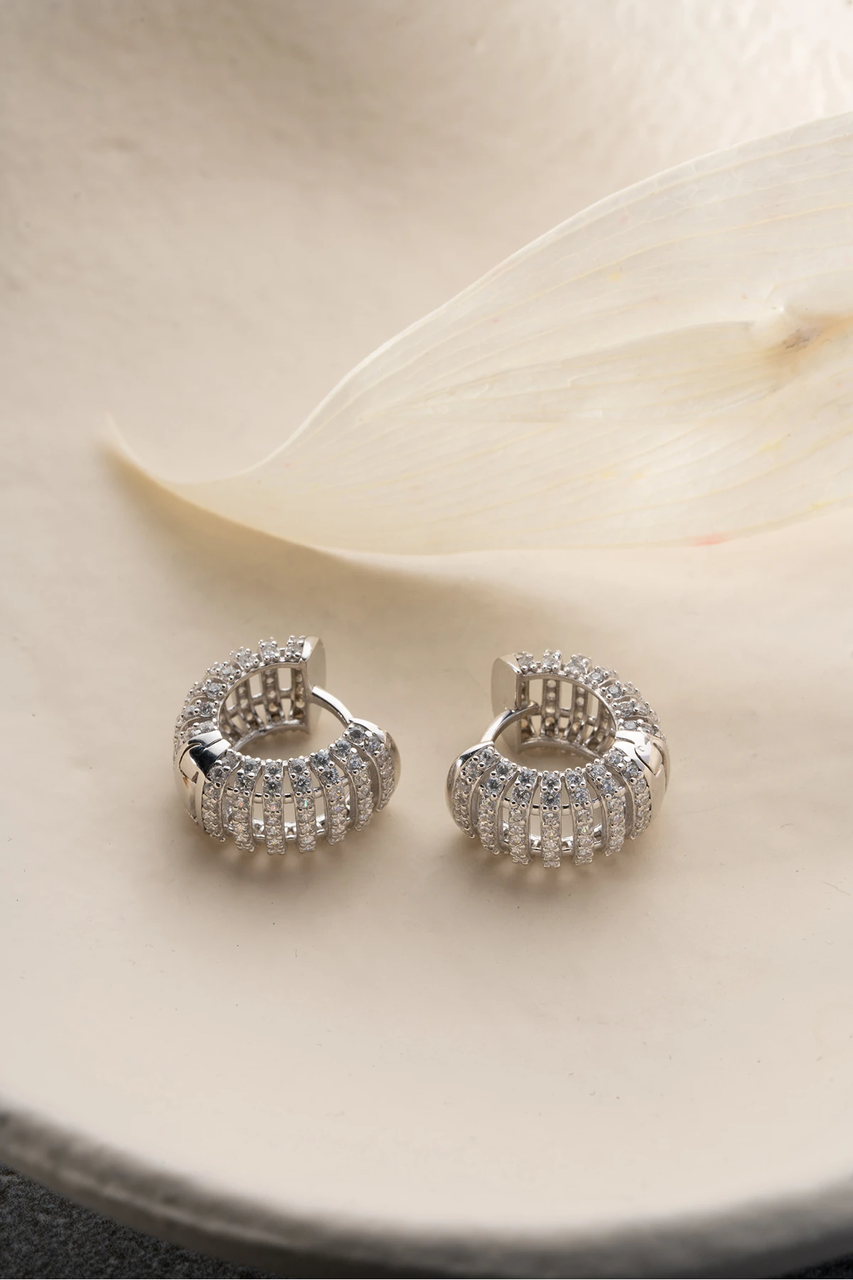 Gümüş Halka Taşlı Küpe