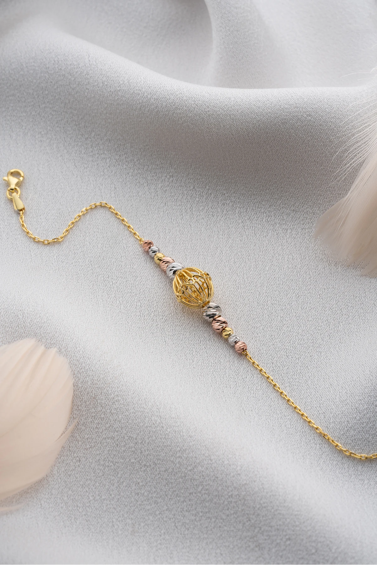 Gümüş Gold Kafesli Trend Dorika Bileklik