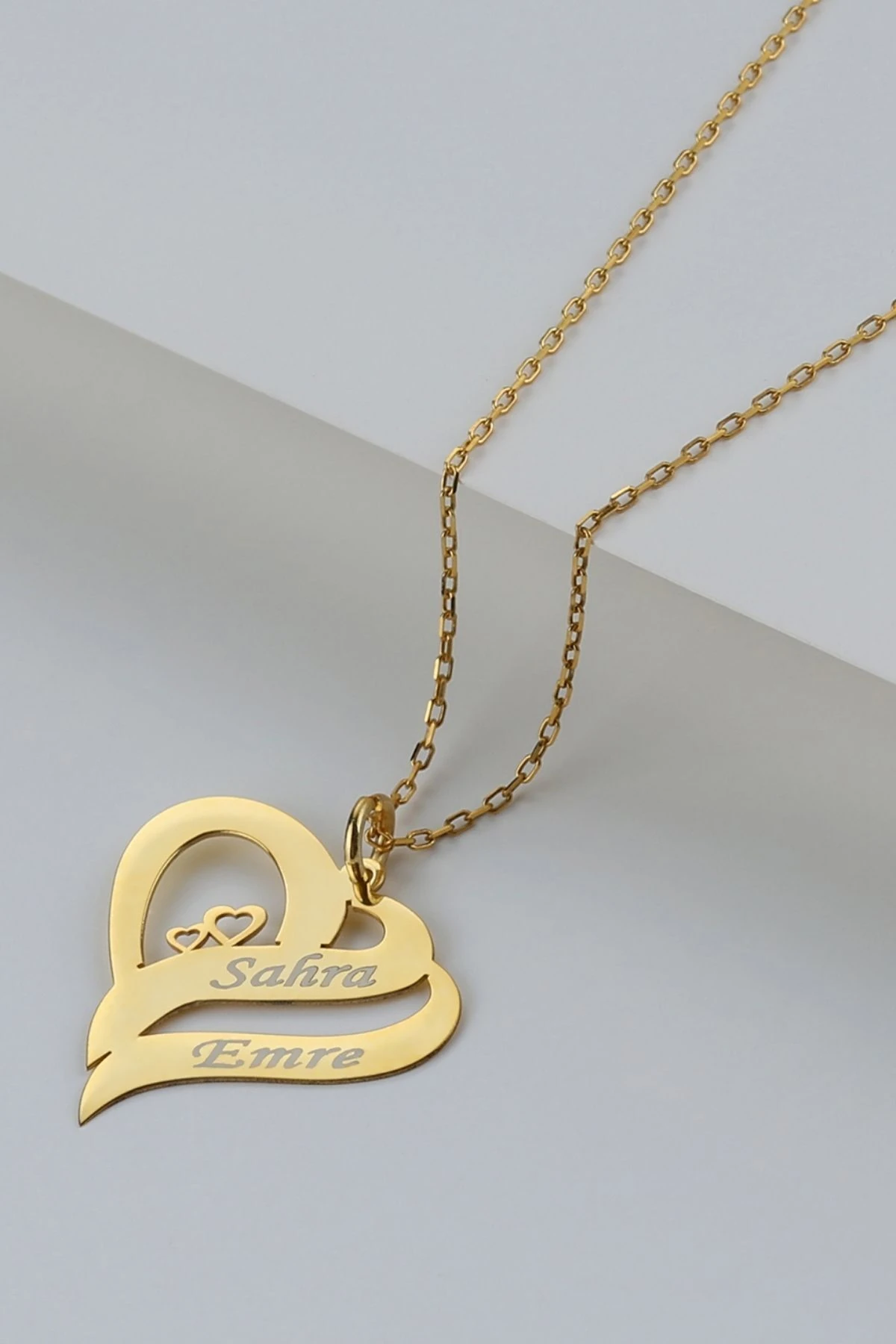 Gümüş Kişiye Özel Çift Kalpli Isimli Kolye