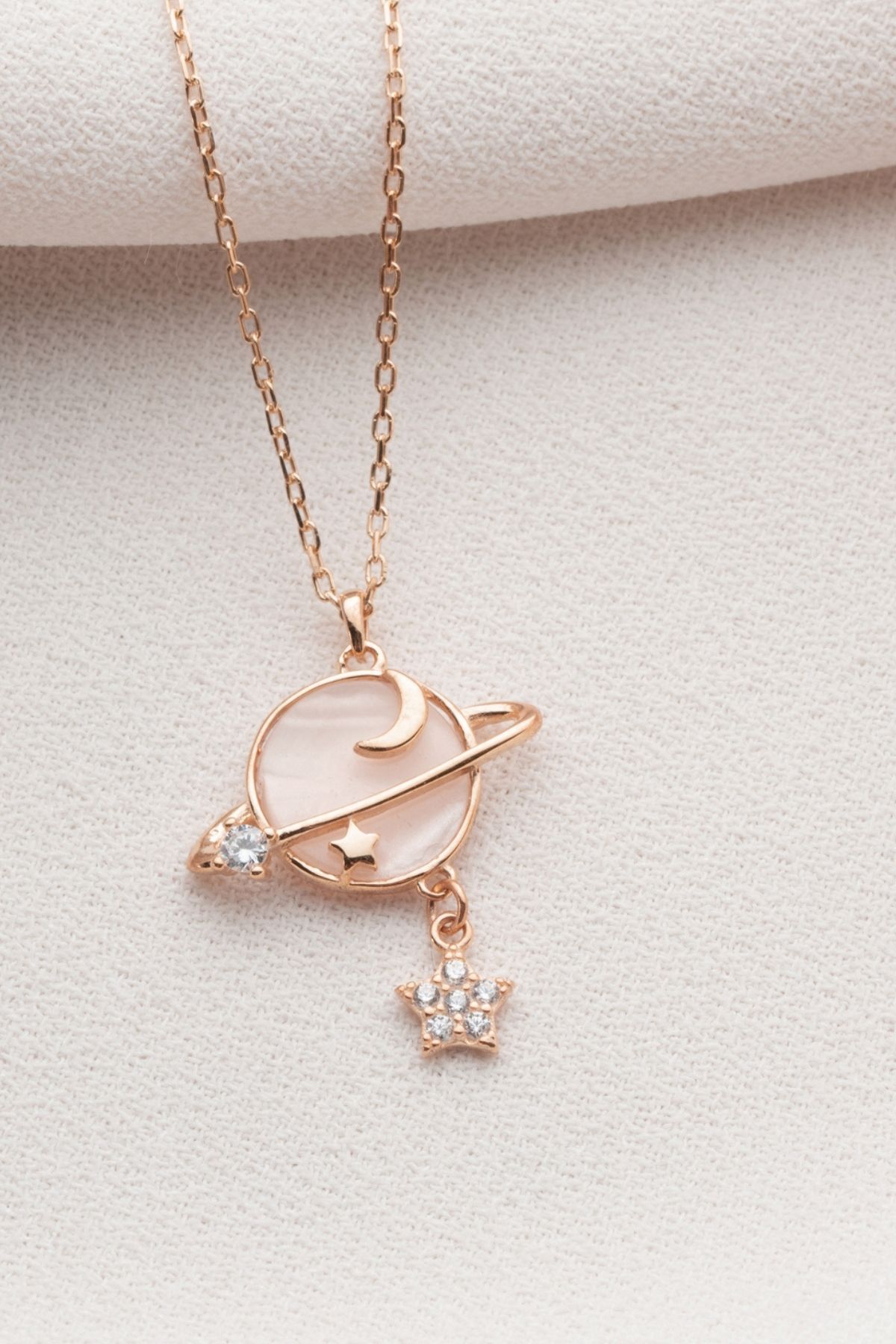 Gümüş Gezegen Kolye