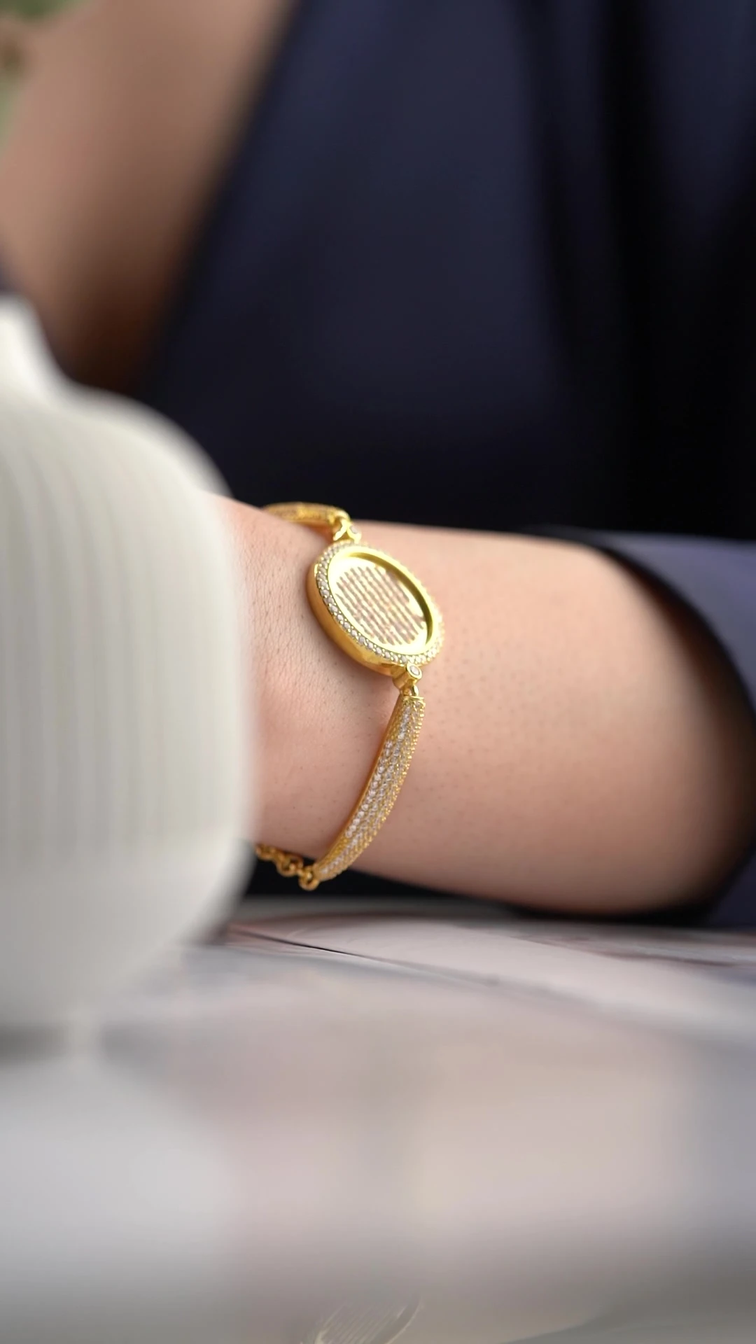 Gümüş Altın Kaplama Ayetel Kursi Dualı Asansörlü Bileklik