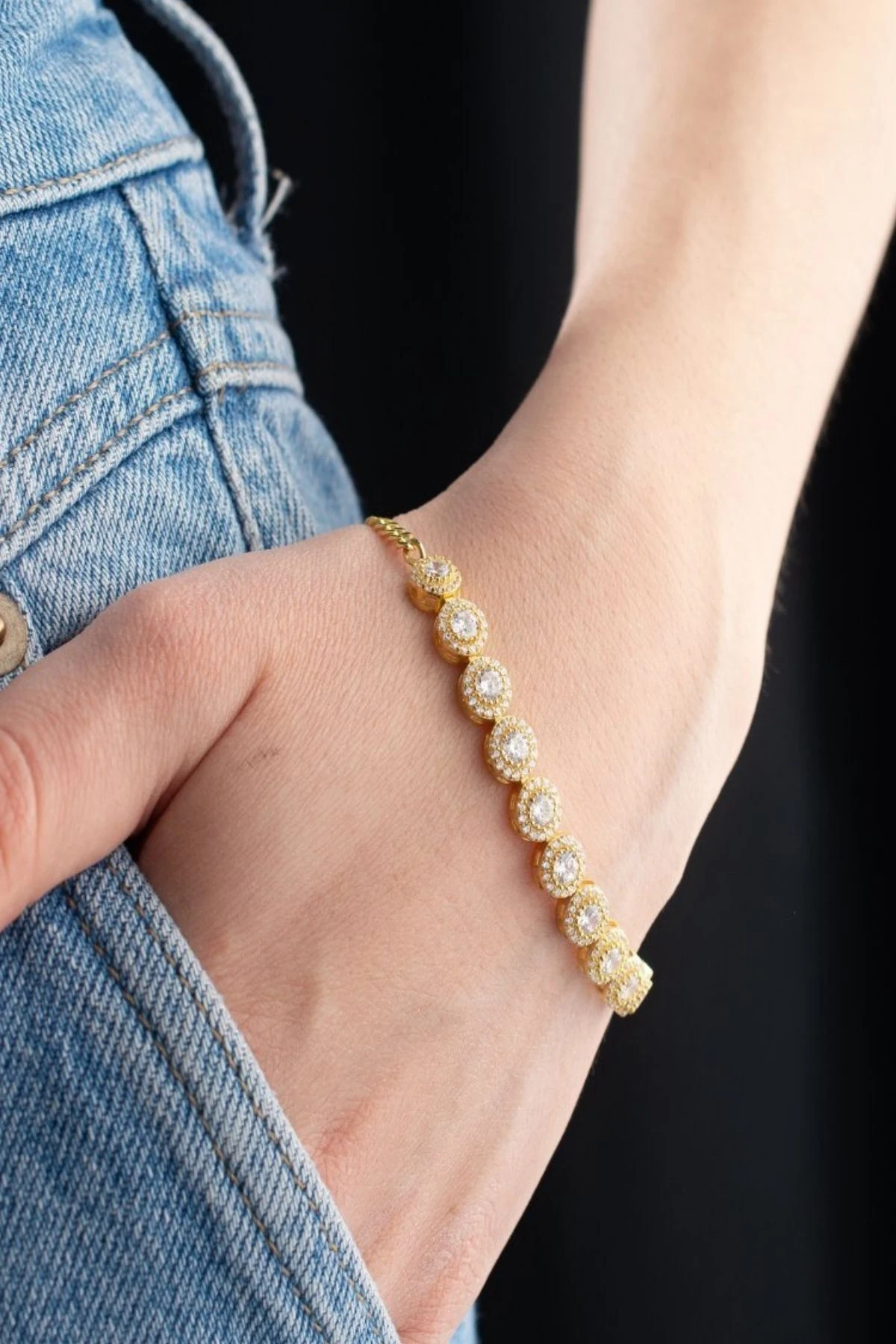 Gümüş Halka Taşlı Asansörlü Bileklik