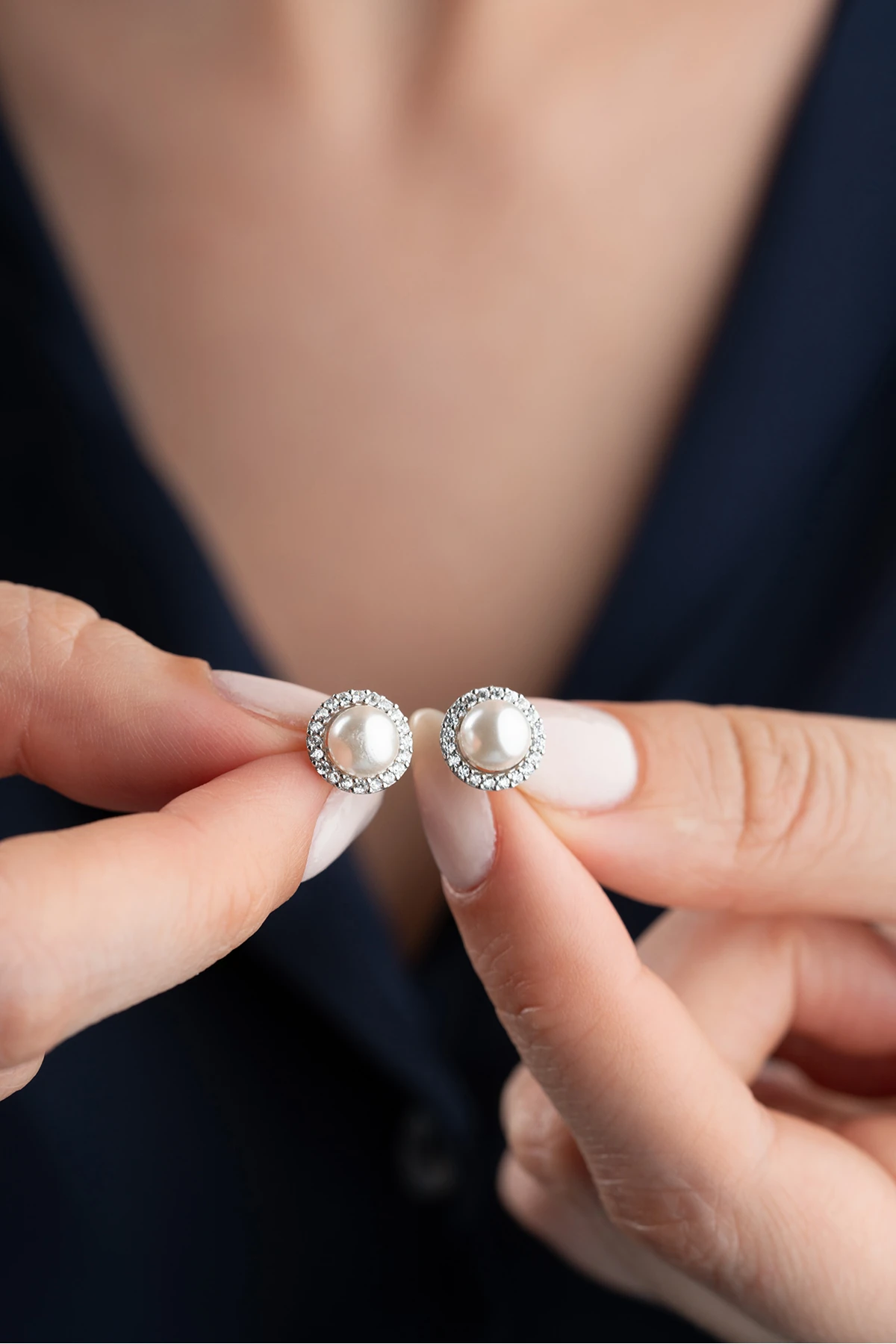 Gümüş İnci Küpesi