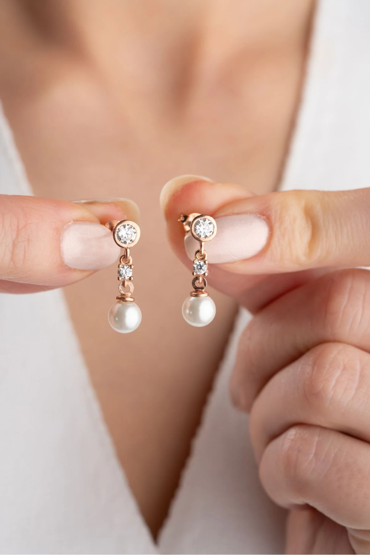 Gümüş Tektaşlı İnci Küpe