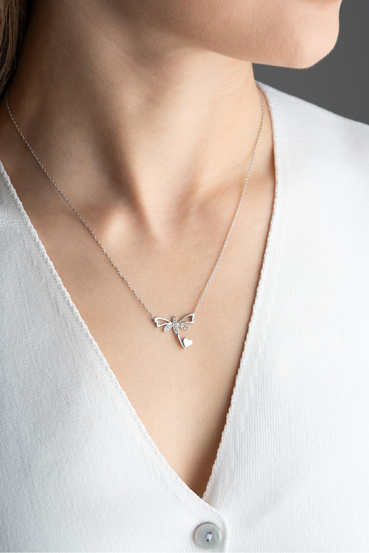 Gümüş Kalpli Yusufçuk Kolye