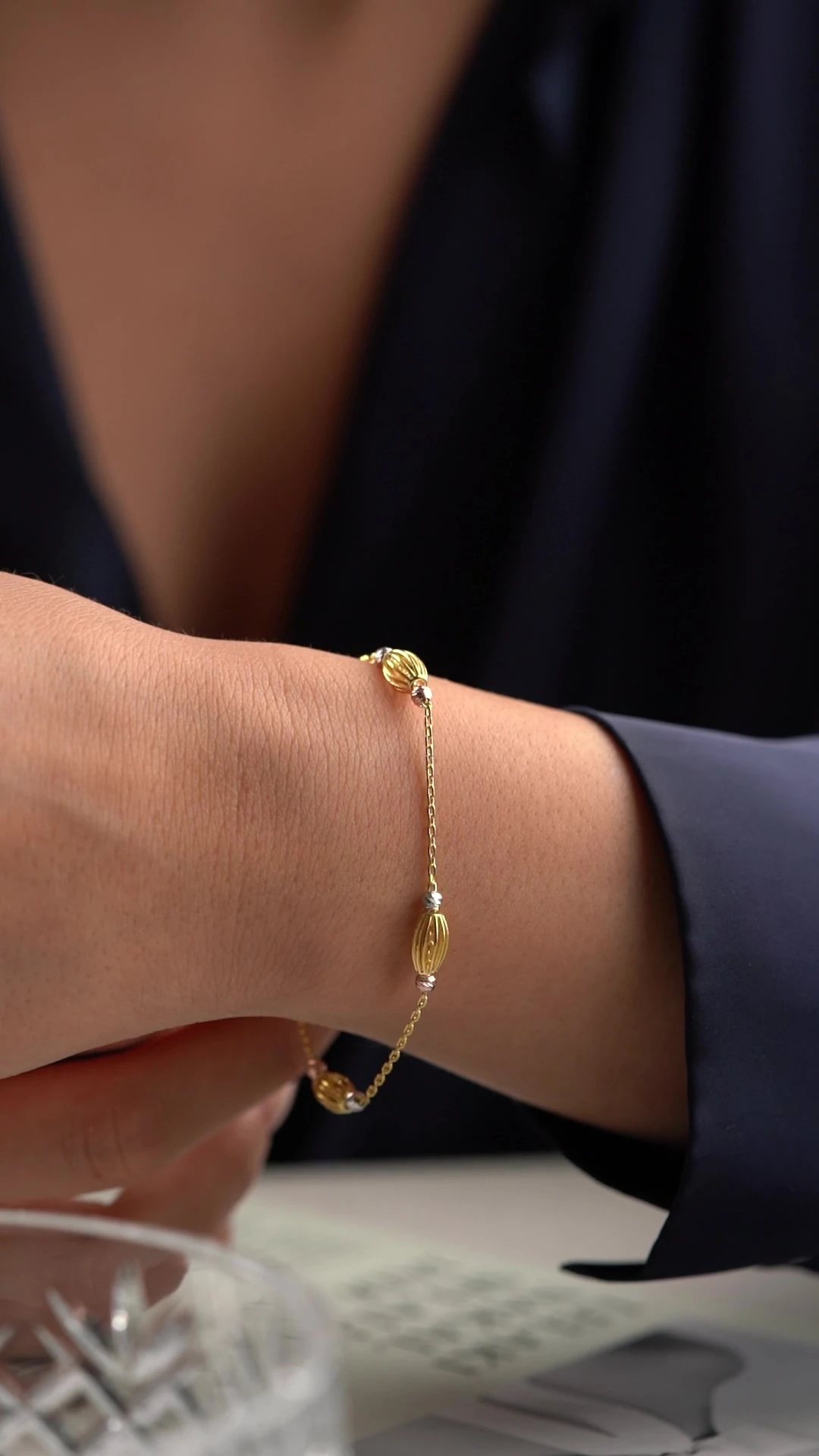 Gümüş Gold Oval Kafes Dorika Bileklik