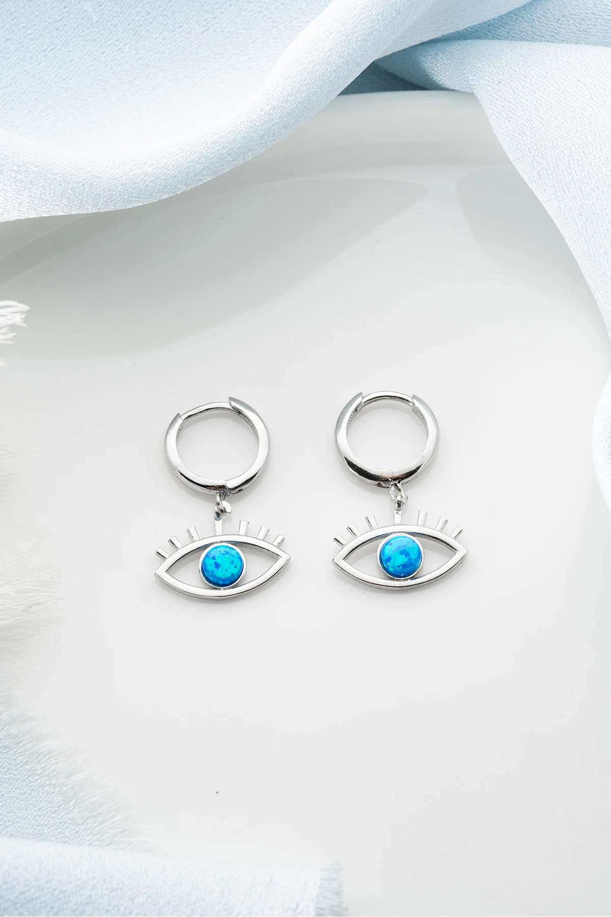 Gümüş Göz Opal Taşlı Küpe