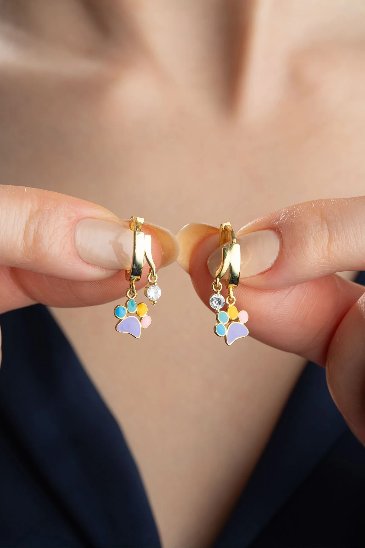 Gümüş Taşlı Pati Küpe