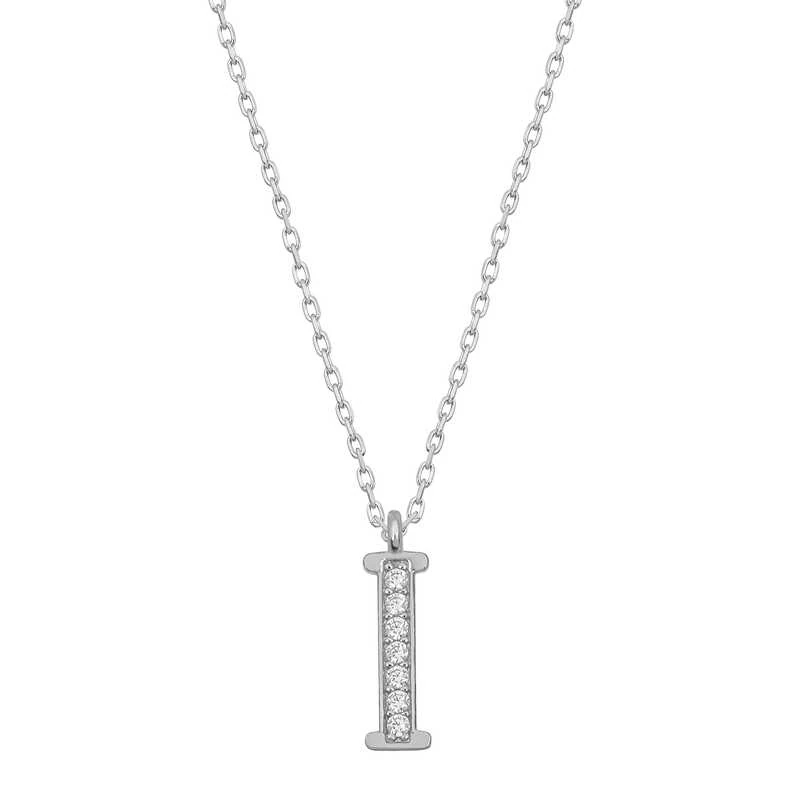 Gümüş Rodyum I Harfi Kadın Kolye