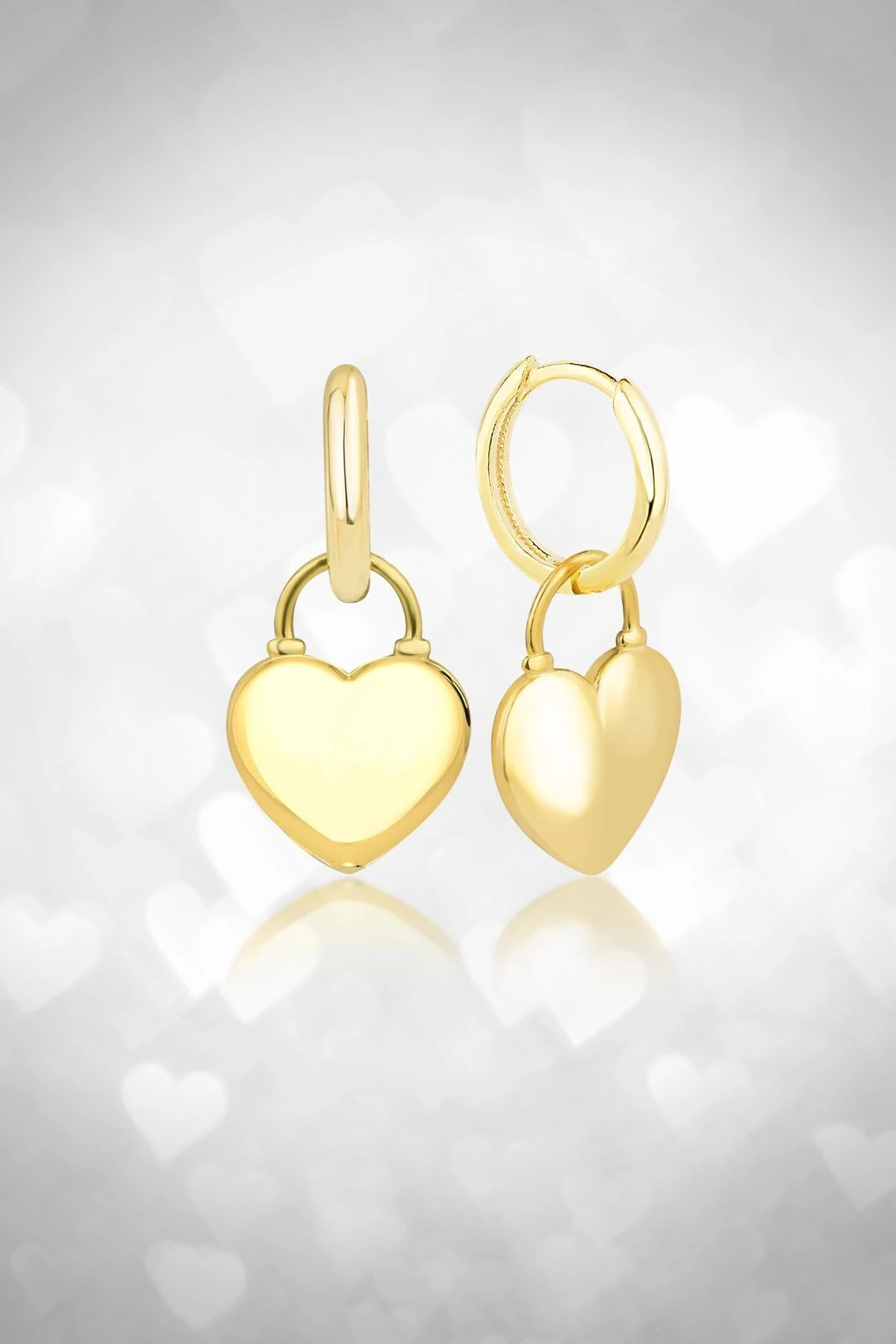 Sallantılı Kalp Gümüş Küpe