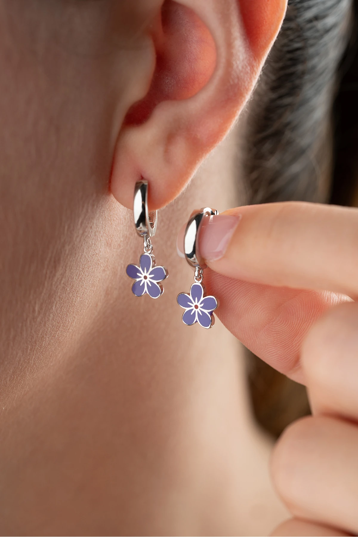 Gümüş Çocuk Çiçek Küpe