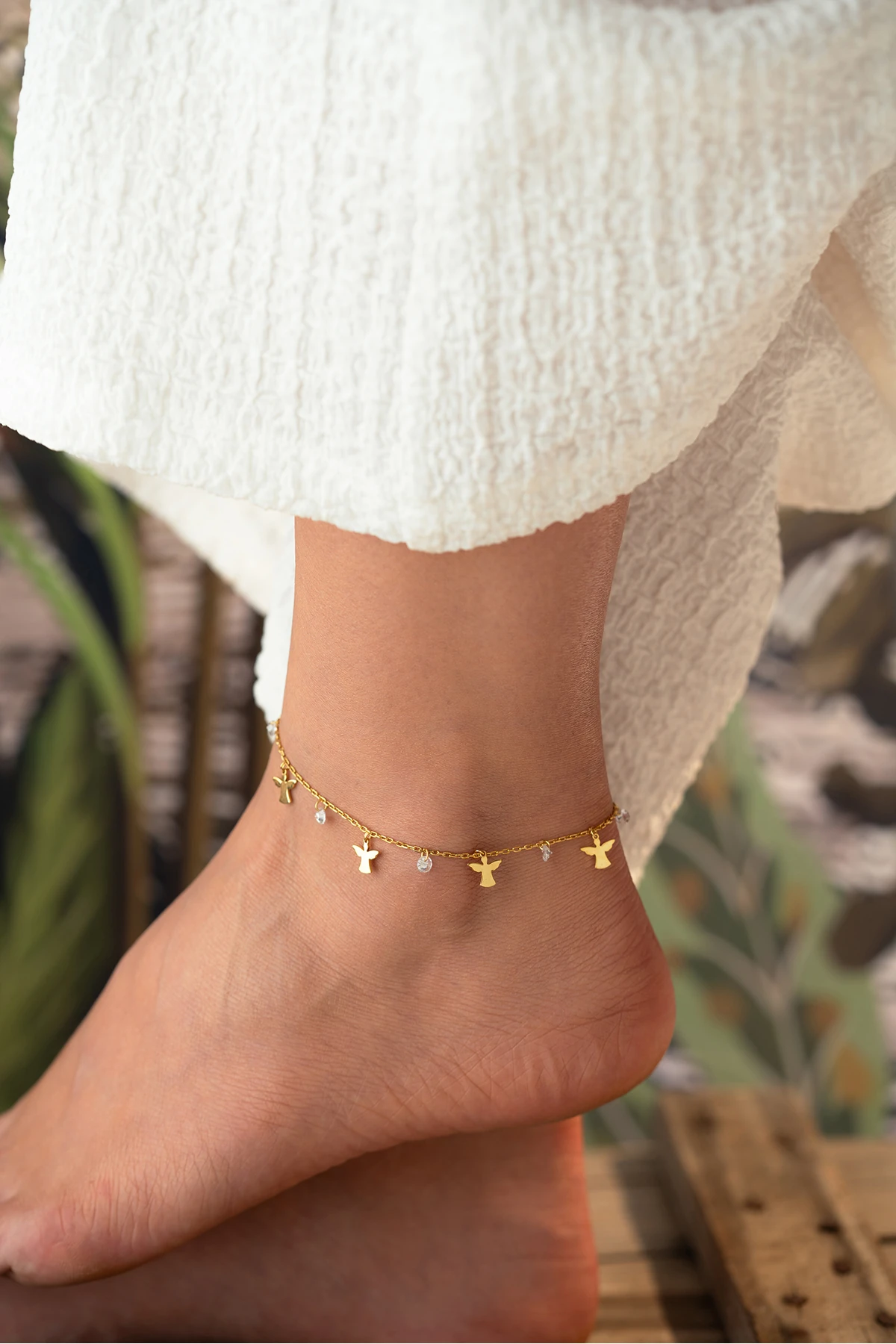 Gümüş Taşlı Melek Figürlü Halhal