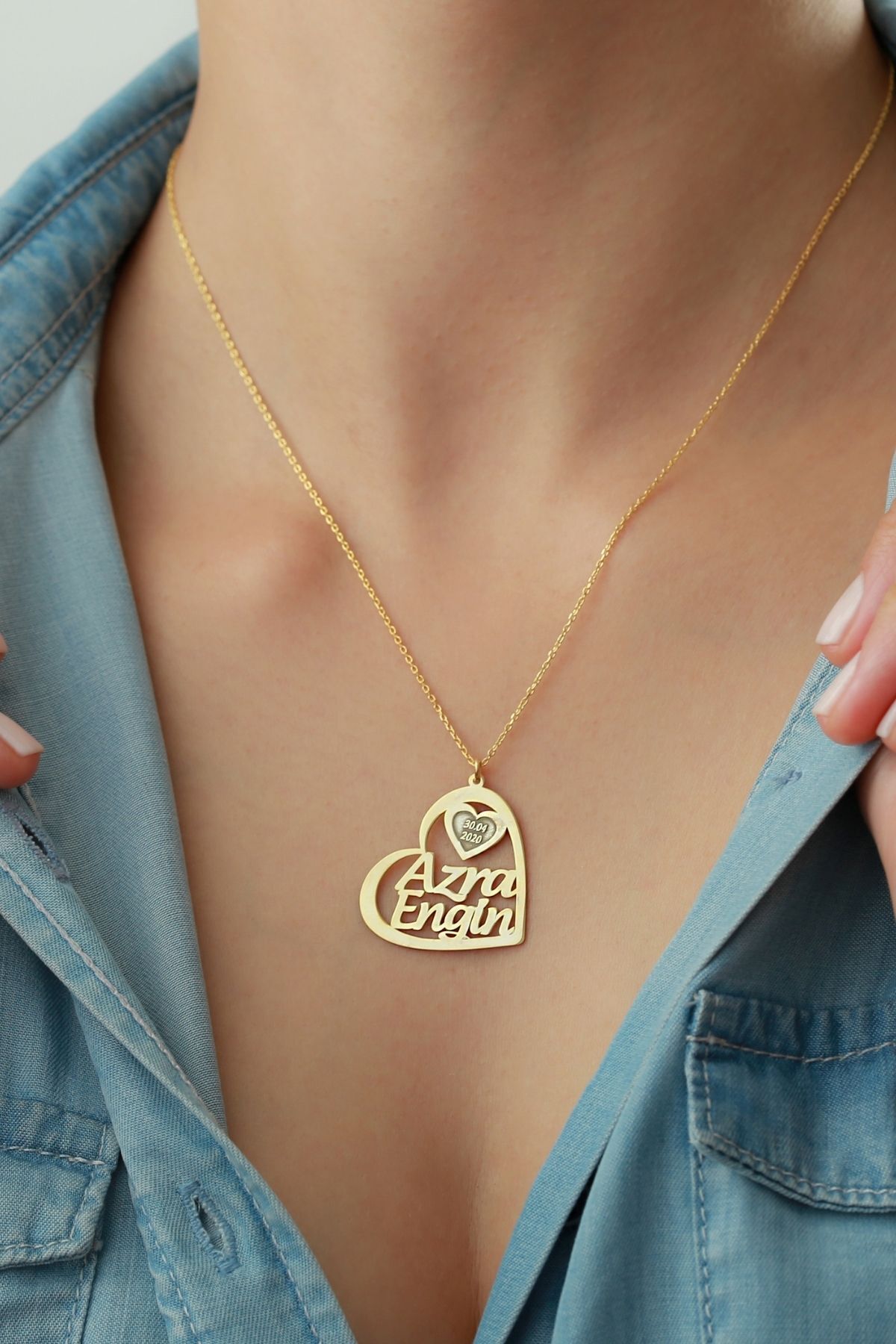 Gümüş Isimli Tarihli Kalp Kolye