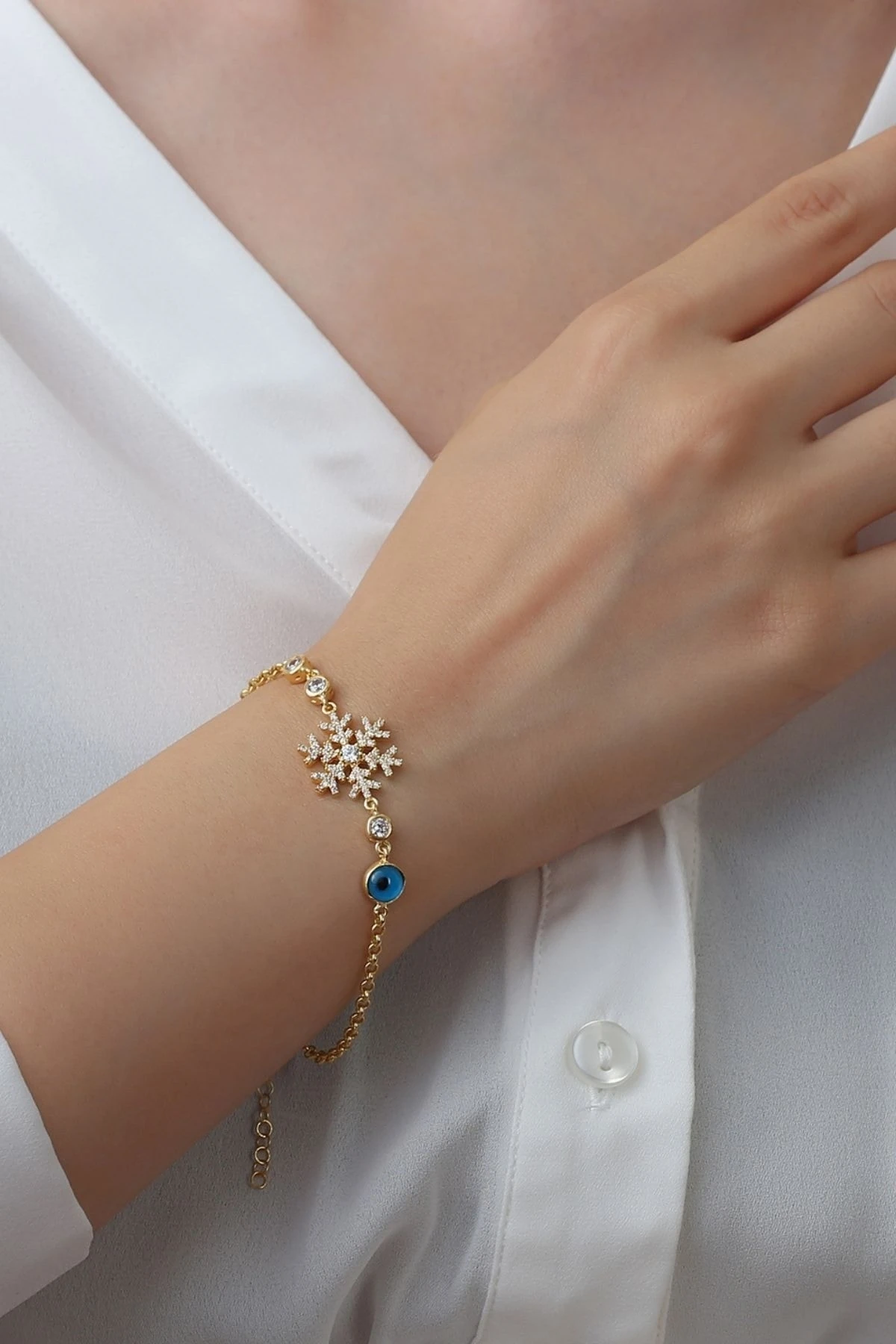 Gümüş Nazarlı Kartanesi Bileklik