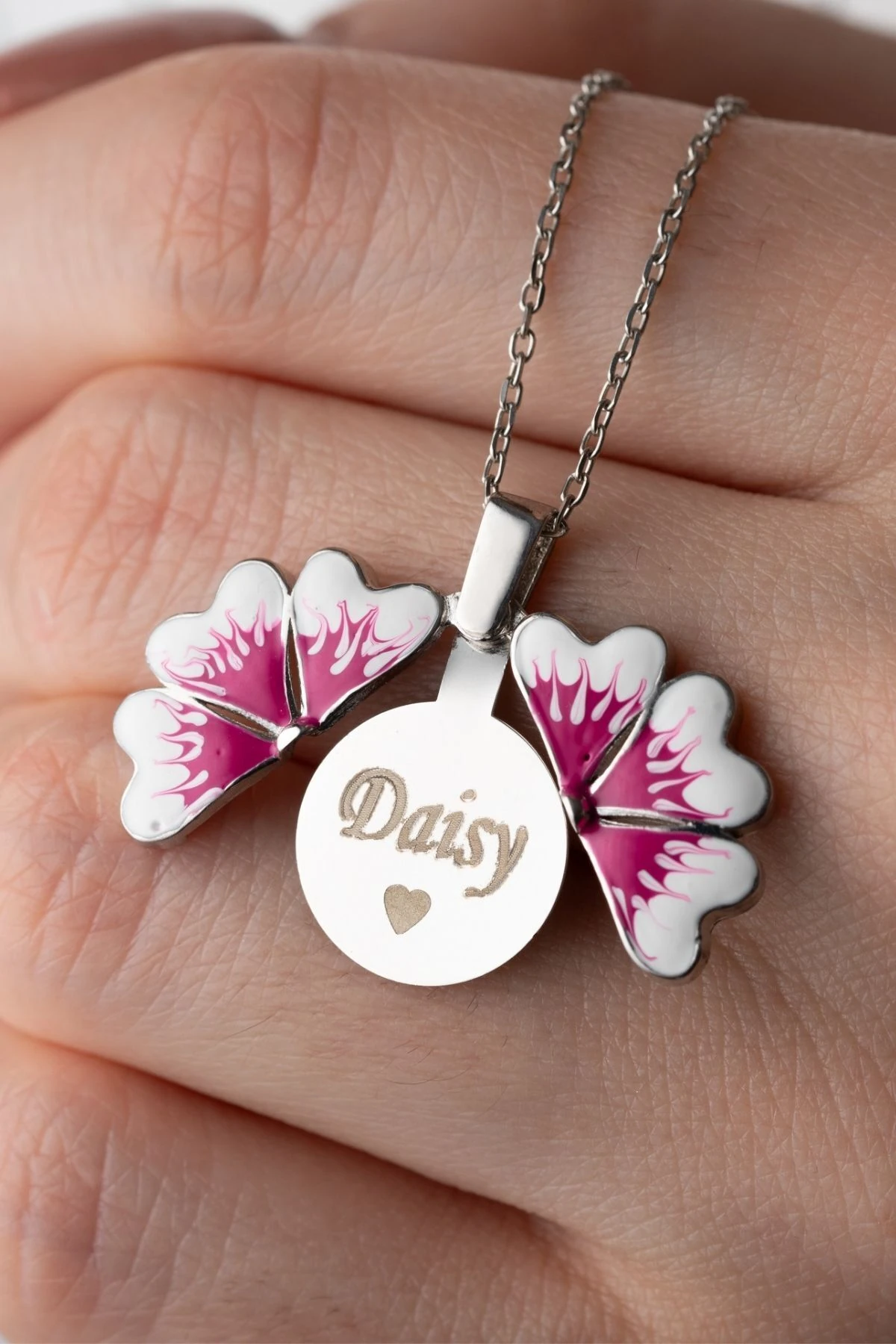 Gümüş Açılabilen İsimli Çiçek Kolye