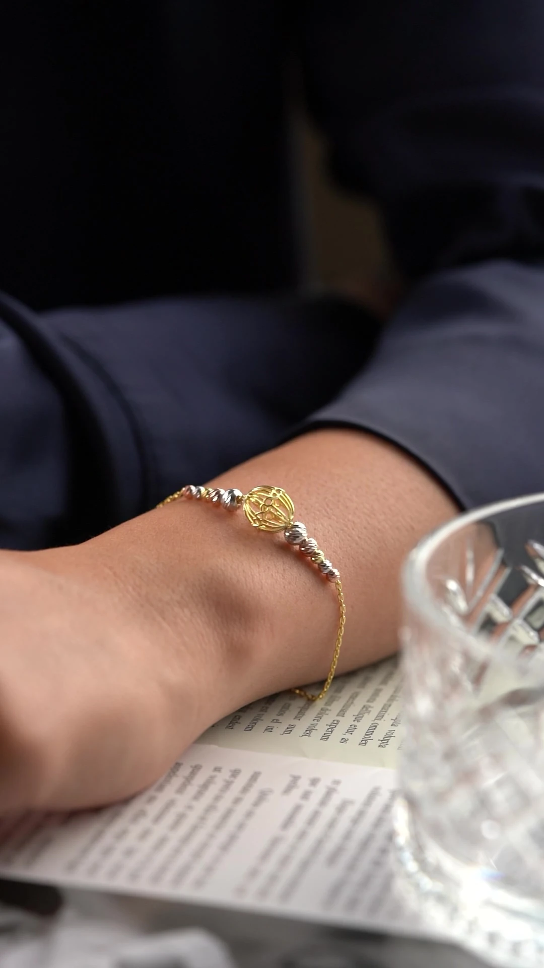 Gümüş Gold Kafesli Trend Dorika Bileklik