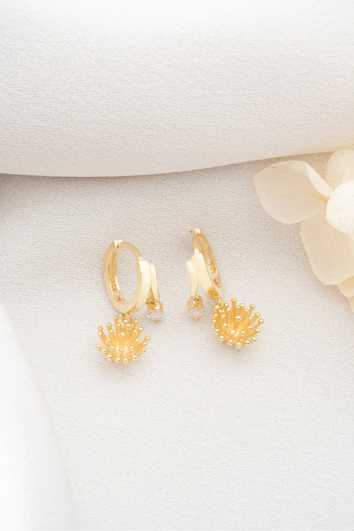 Gümüş Çift Taşlı Polen Küpe