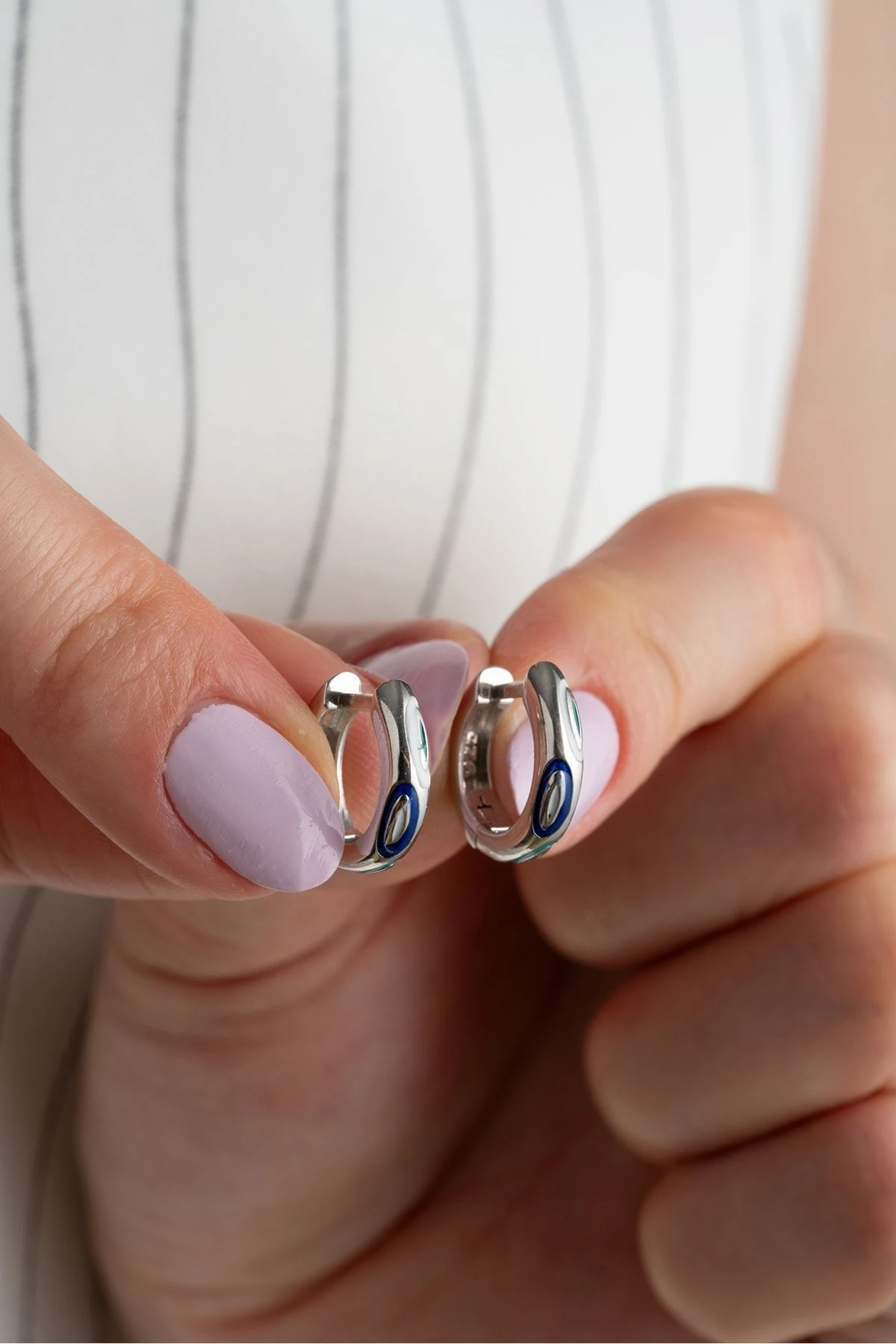 Gümüş Mineli Halka küpe