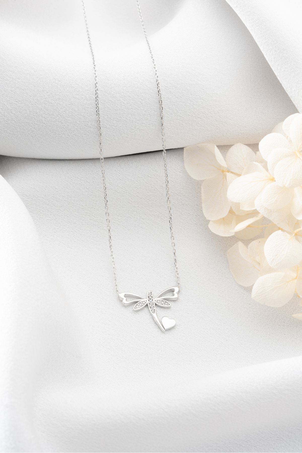 Gümüş Kalpli Yusufçuk Kolye