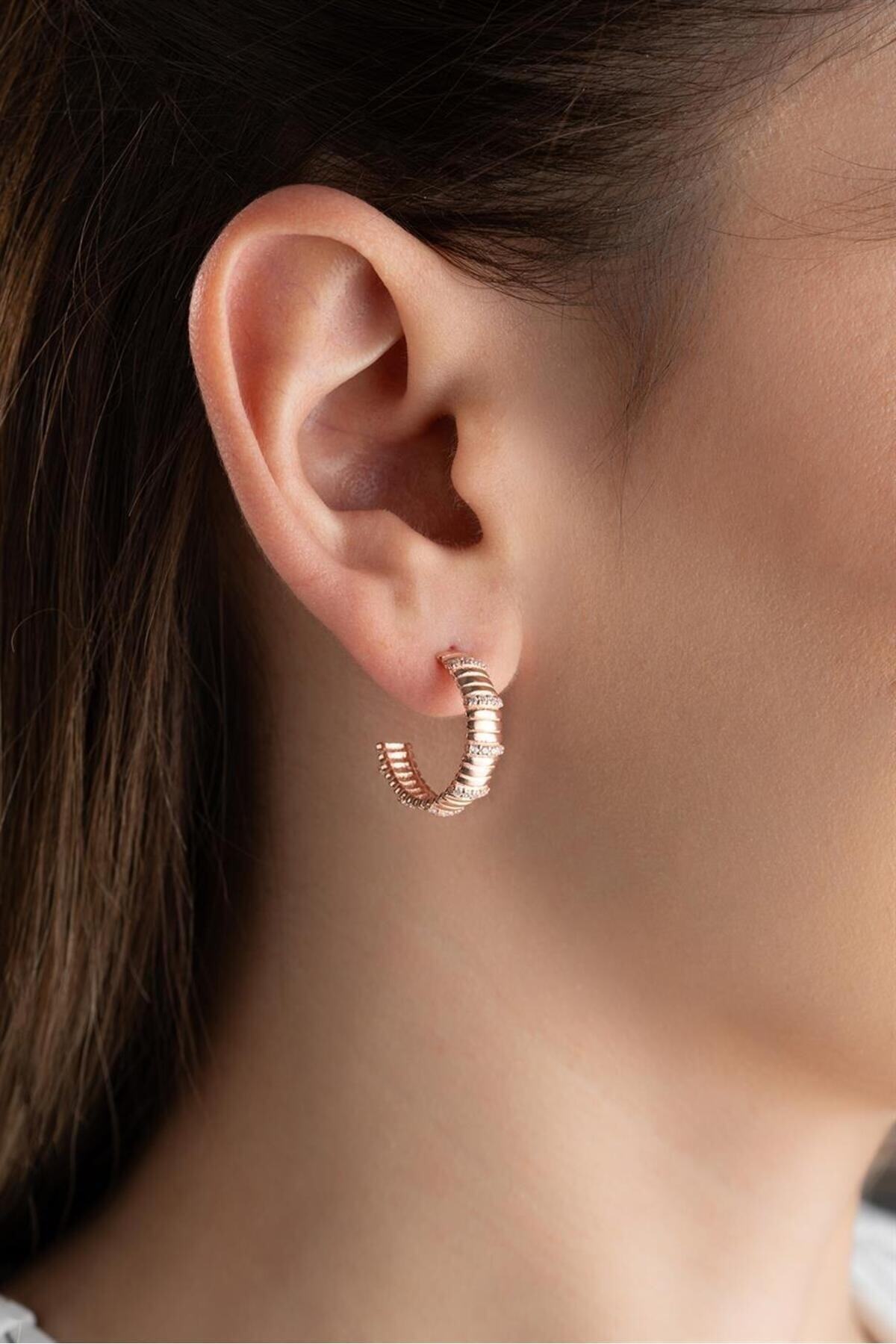 Rose Halka Gümüş Küpe