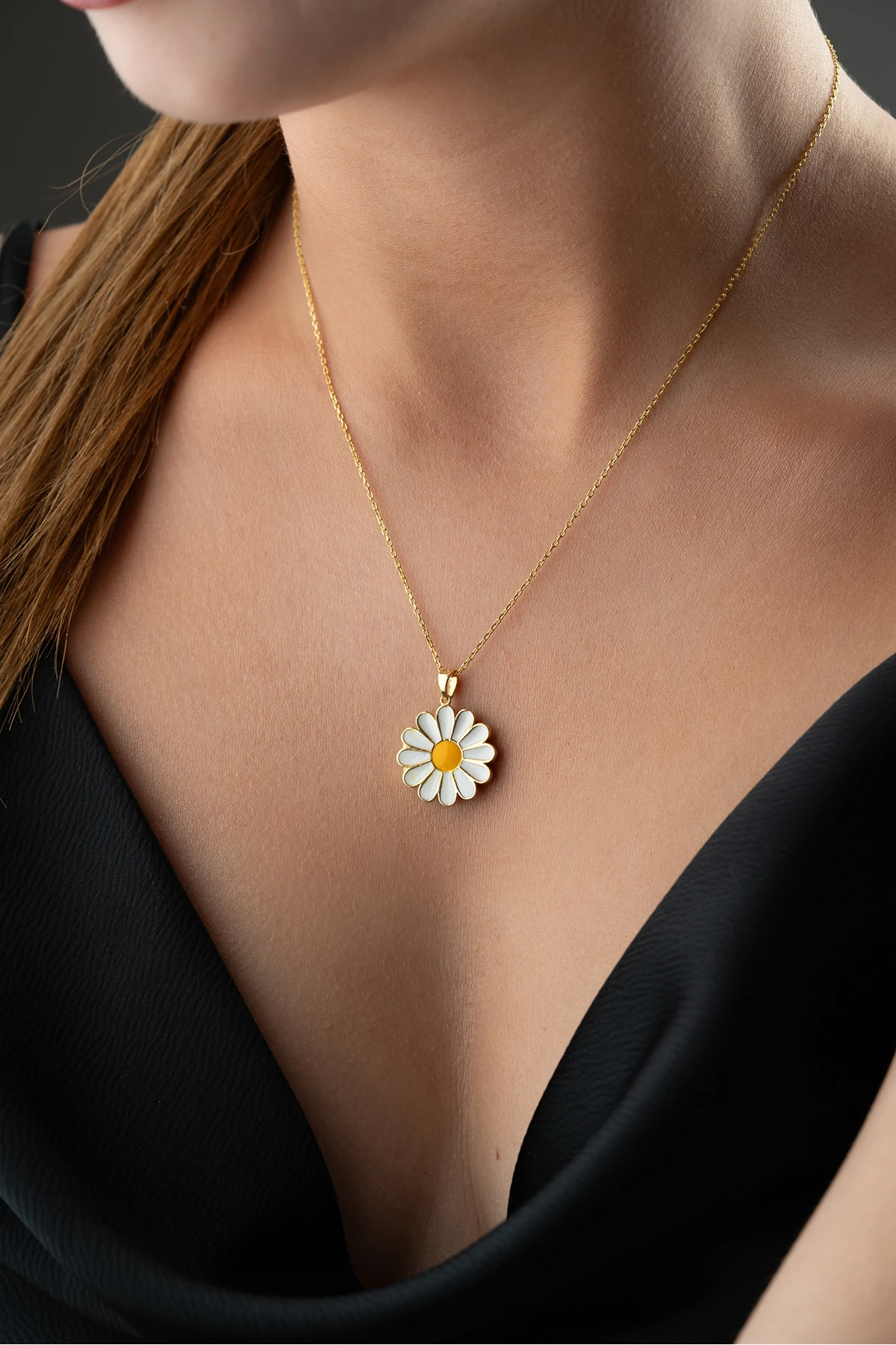 Gümüş Resimlik Papatya Kolye