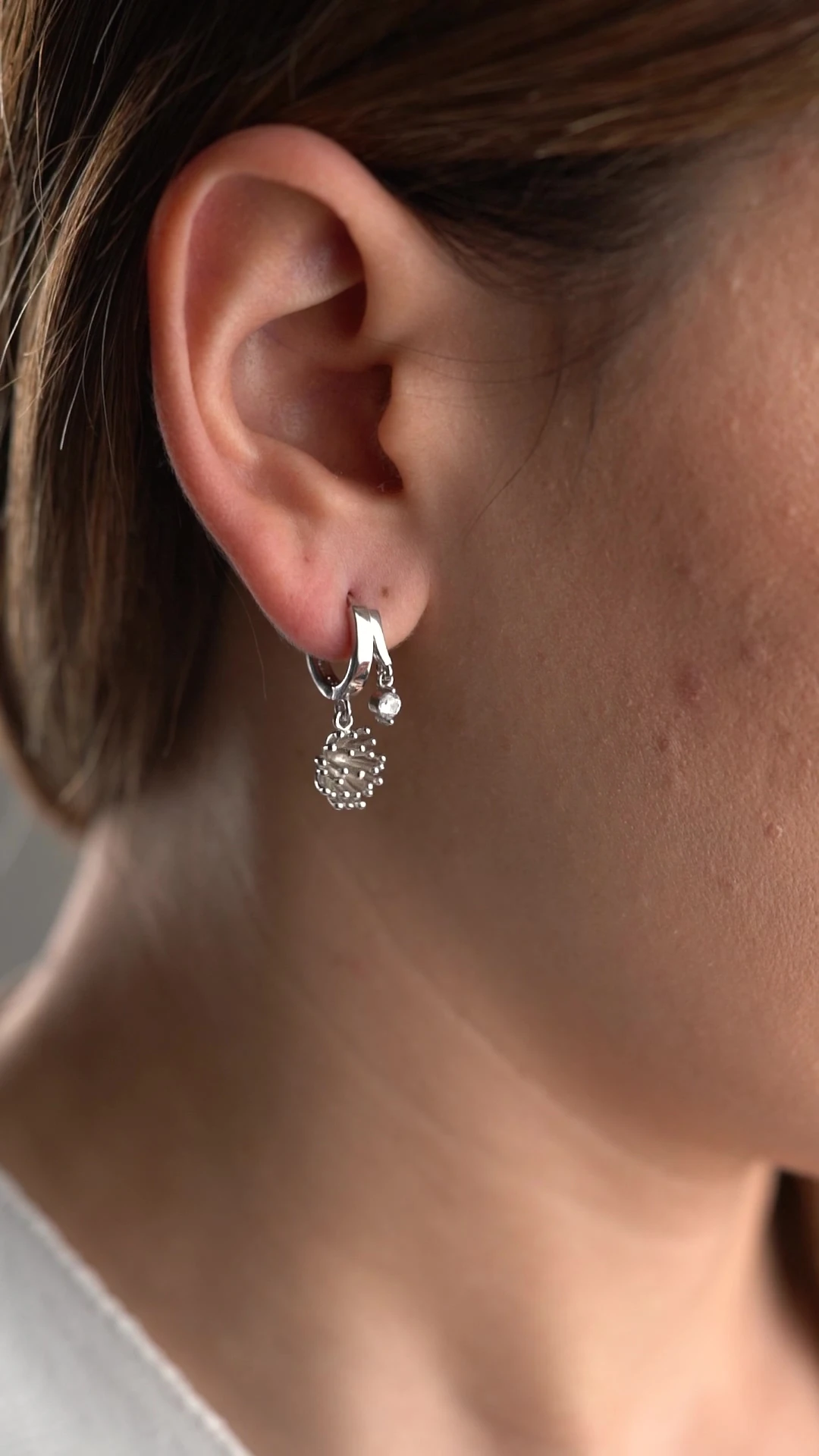 Gümüş Çift Taşlı Polen Küpe