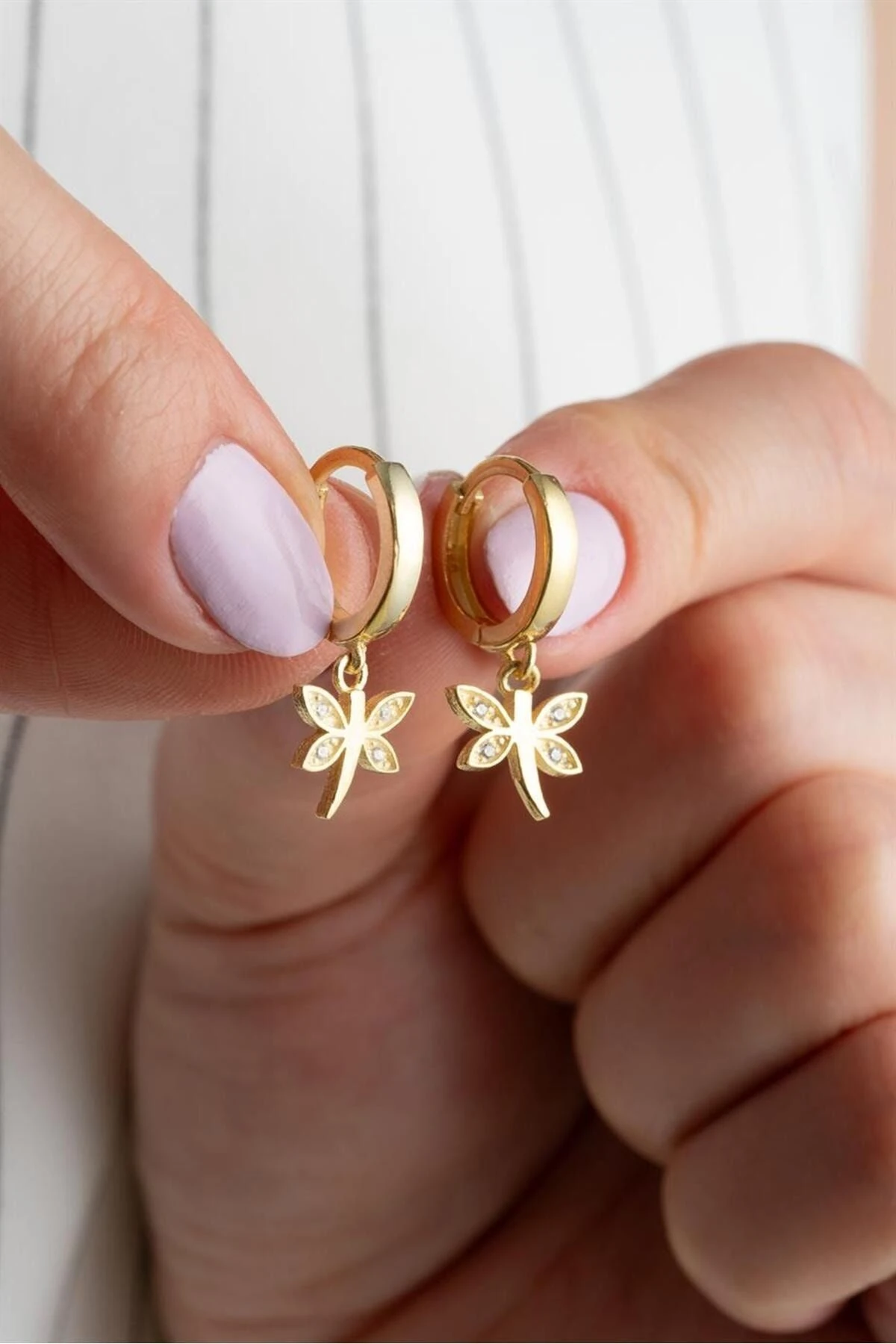 Gold Yusufçuk Gümüş Küpe